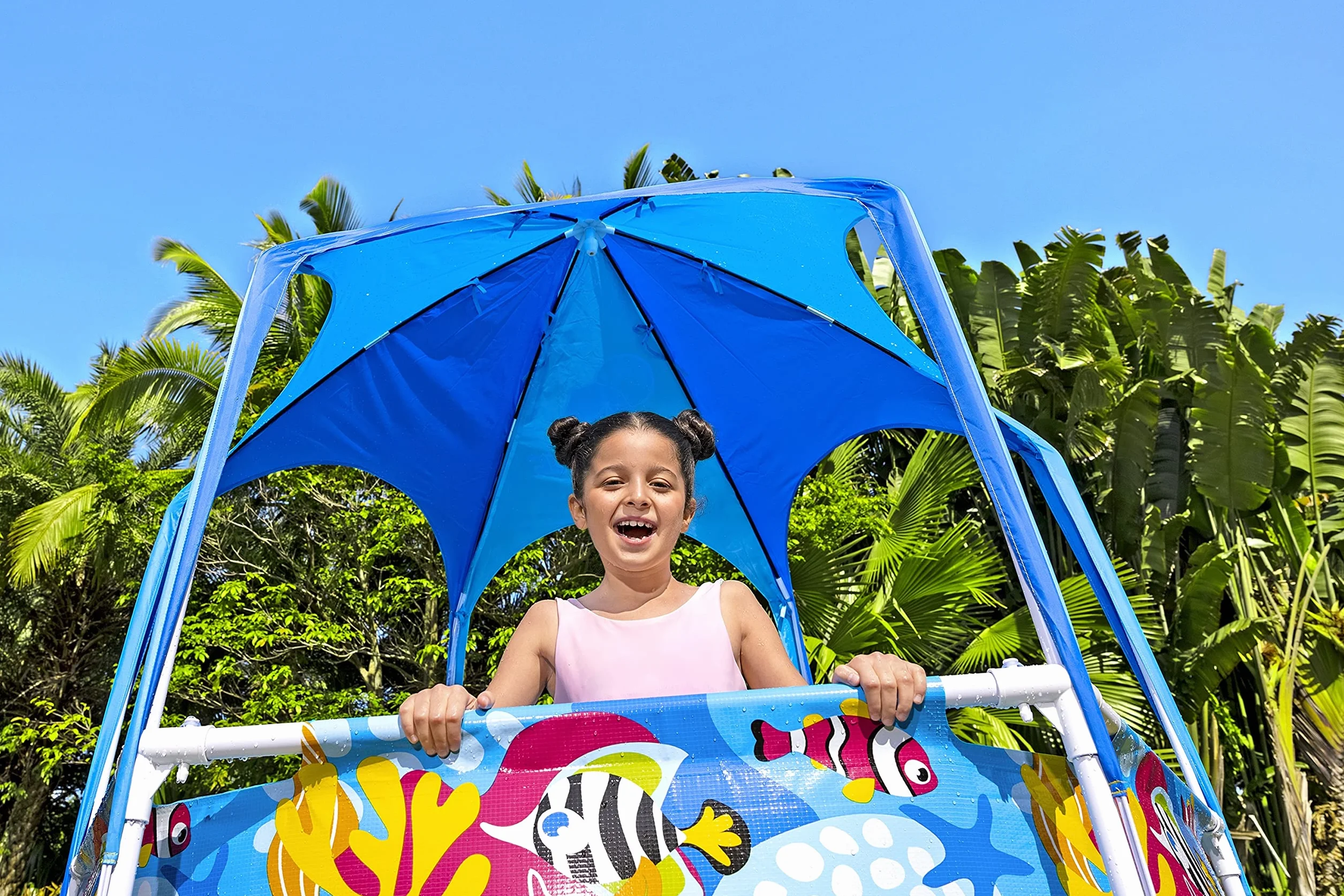 Bestway Splash in Shade 1,83 m x 1,83 m x 51 cm okrągły basen z wkładką DuraPlus i baldachimem UV