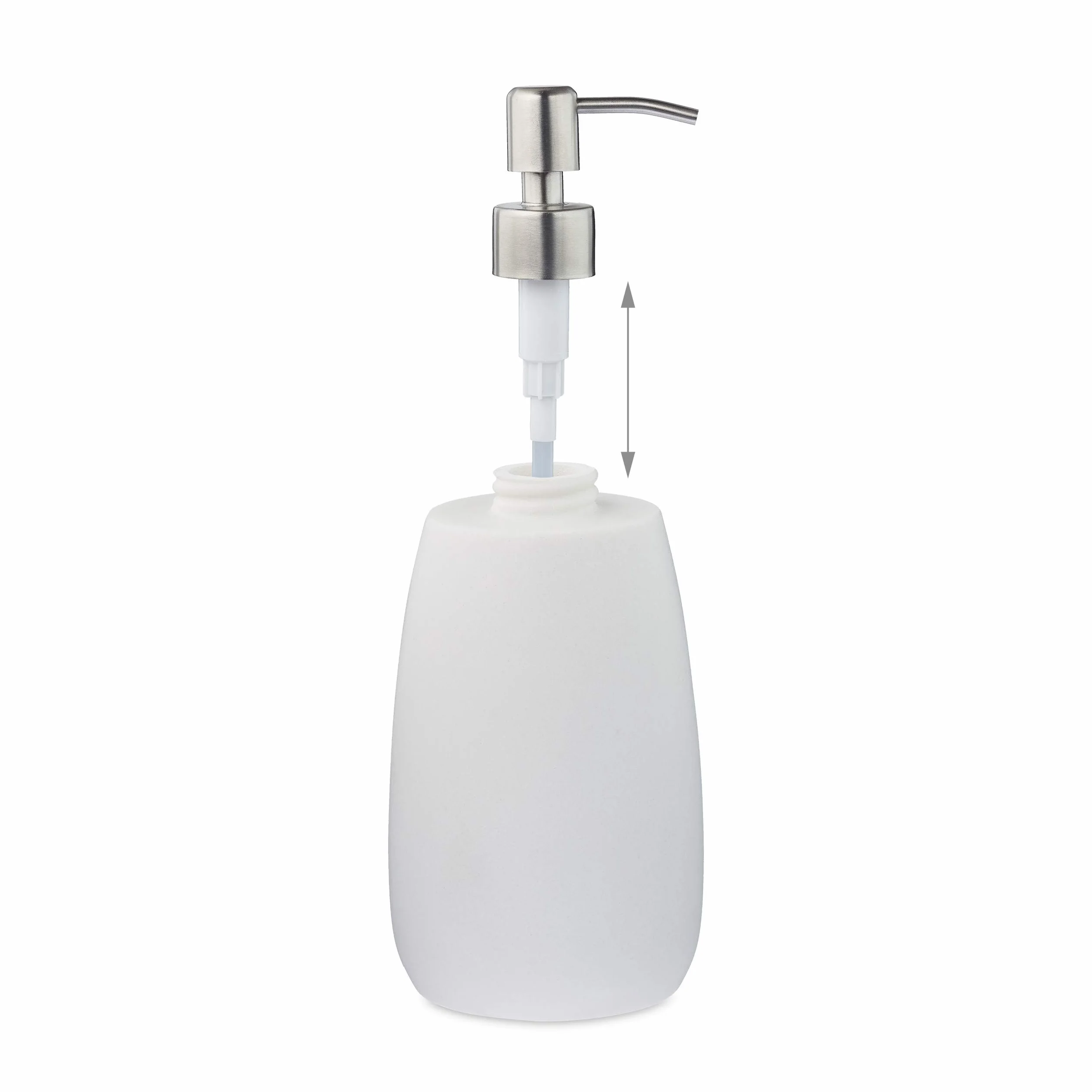 Relaxdays dozownik mydła, 300 ml, do ponownego napełniania, do kuchni i łazienki, pompka, stal nierdzewna, biały