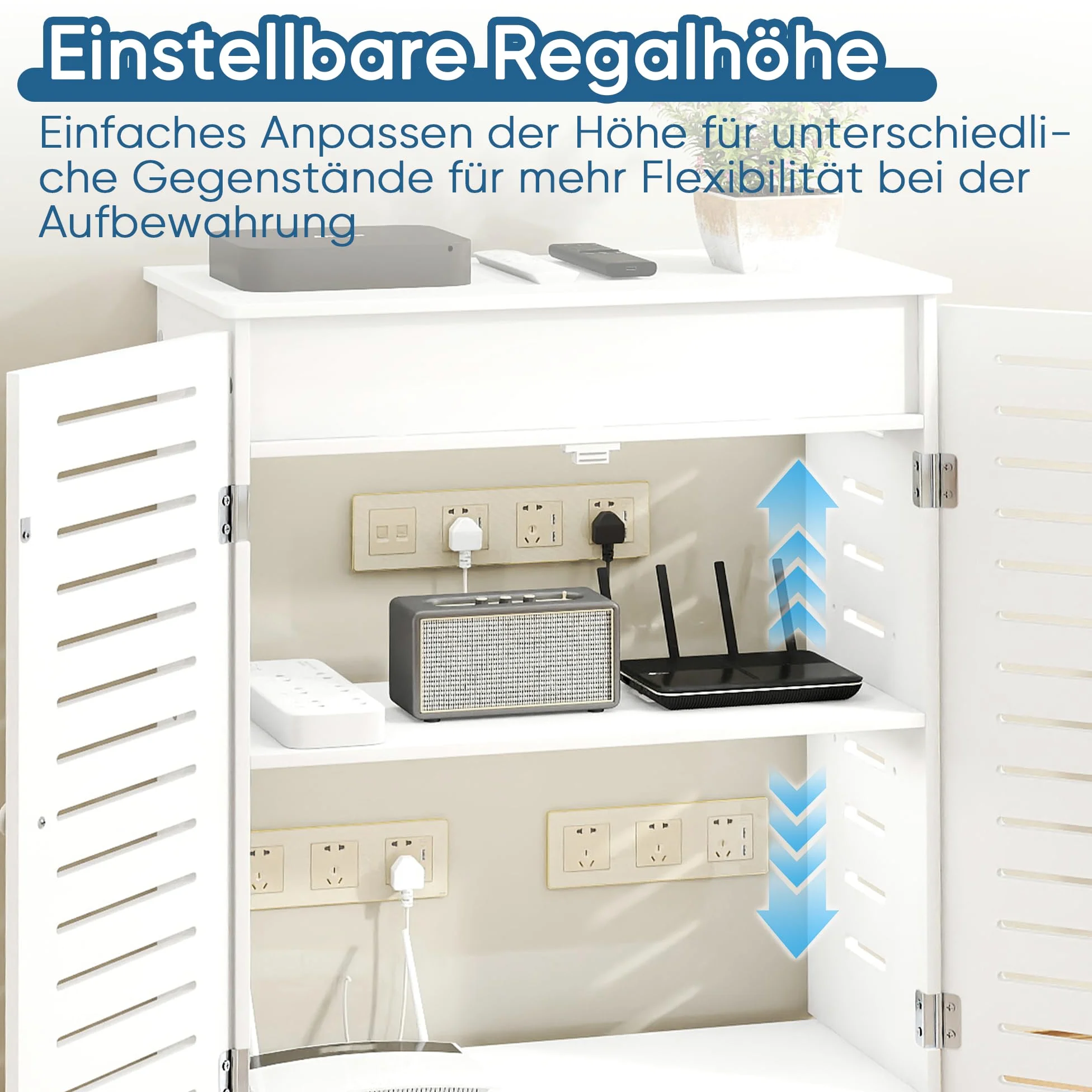 MYOYAY Szafka do przechowywania routera WLAN, drewniana płyta routera, szafka regałowa, wentylowana skrzynka routera, modem do zarządzania kablami, osłona routera do salonu, sypialni, domu