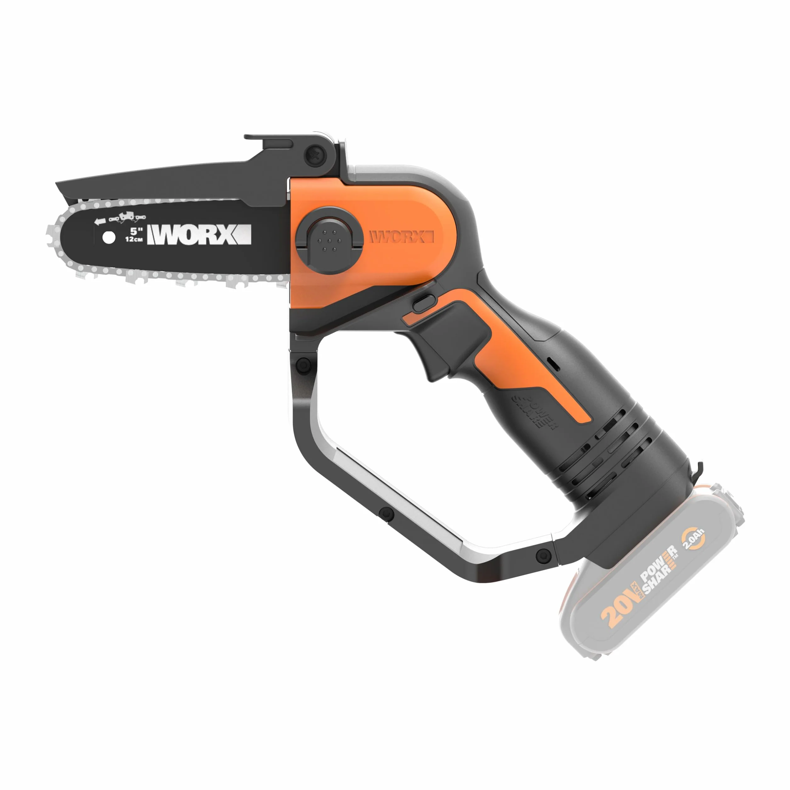 WORX WG324E.9 Akumulatorowa Jednoręczna Pilarka do Gałęzi 20V, Ostrze 12 cm, Kompatybilna z Powershare