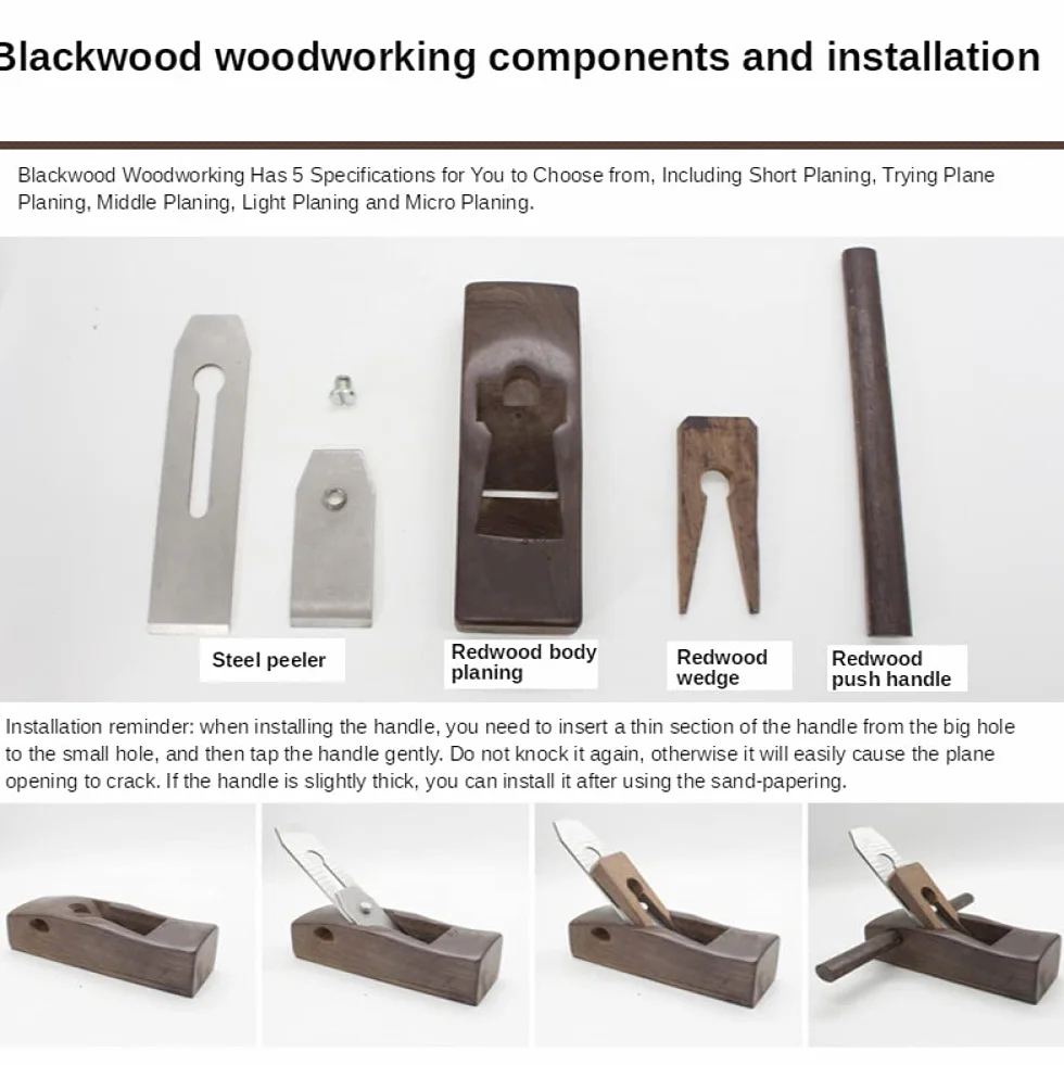 Strug do drewna Carpenter, Ręczna strugarka do obróbki drewna Hebanowa strugarka do drewna Przycinanie płaszczyzny Narzędzie stolarskie w wielu rozmiarach(280mm)