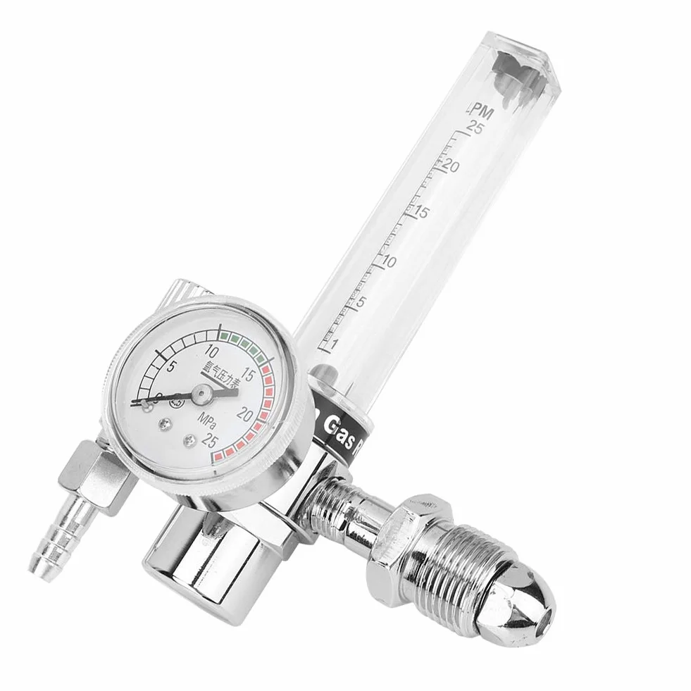 Argongasdruckminderer Argongaszähler mit Manometerausgang Außengewinde G5 / 8-14 Druckminderer (CGA540)