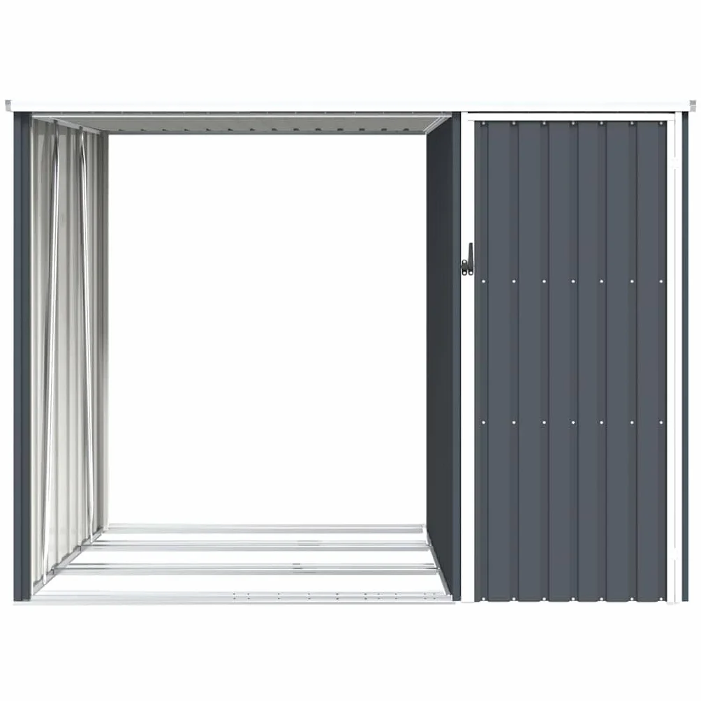 Szopa na drewno z wiatą antracyt 245x98x159 cm stal vidaXL
