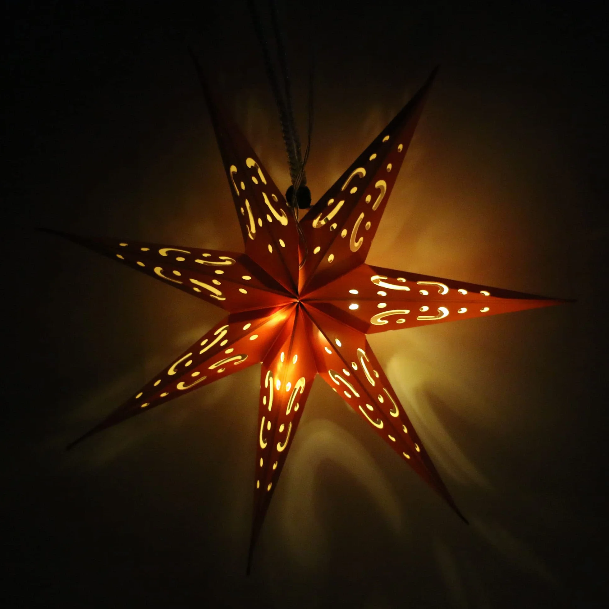com-four® 3D LED Gwiazda Świąteczna 30 cm z Timerem – Papierowa Gwiazda do Zawieszenia Czerwony/Srebrny/Biały