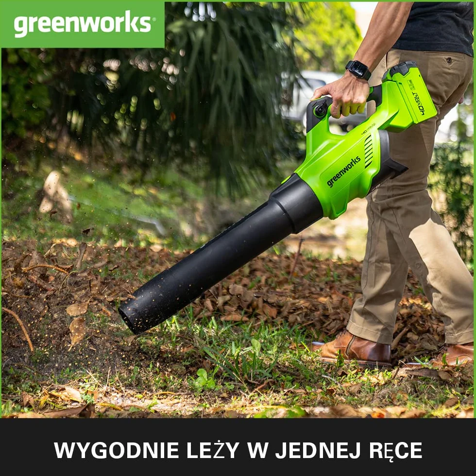 Greenworks GD40AB Akumulatorowa dmuchawa do liści 210 km/h 15,6 m³/min bezszczotkowy tempomat turbo bez baterii 40 V
