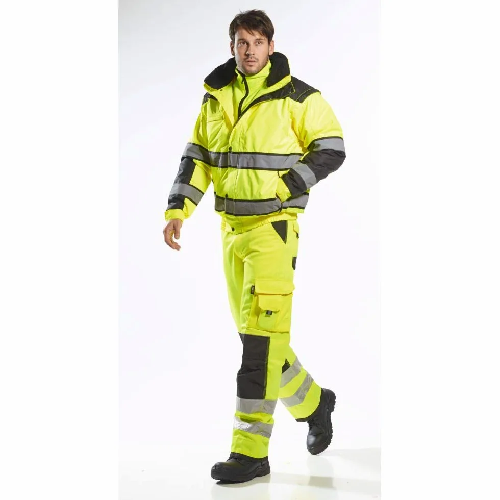 Portwest C466 Kurtka robocza 3-in-1 Elementy Odblaskowe Zamek Błyskawiczny | Żółty/Czarny, XL, EN ISO 20471 Klasa 3, EN 342, Krój Standardowy, Długi Rękaw, Unisex, 6 Kieszeni, 300D Oxford, Poliester