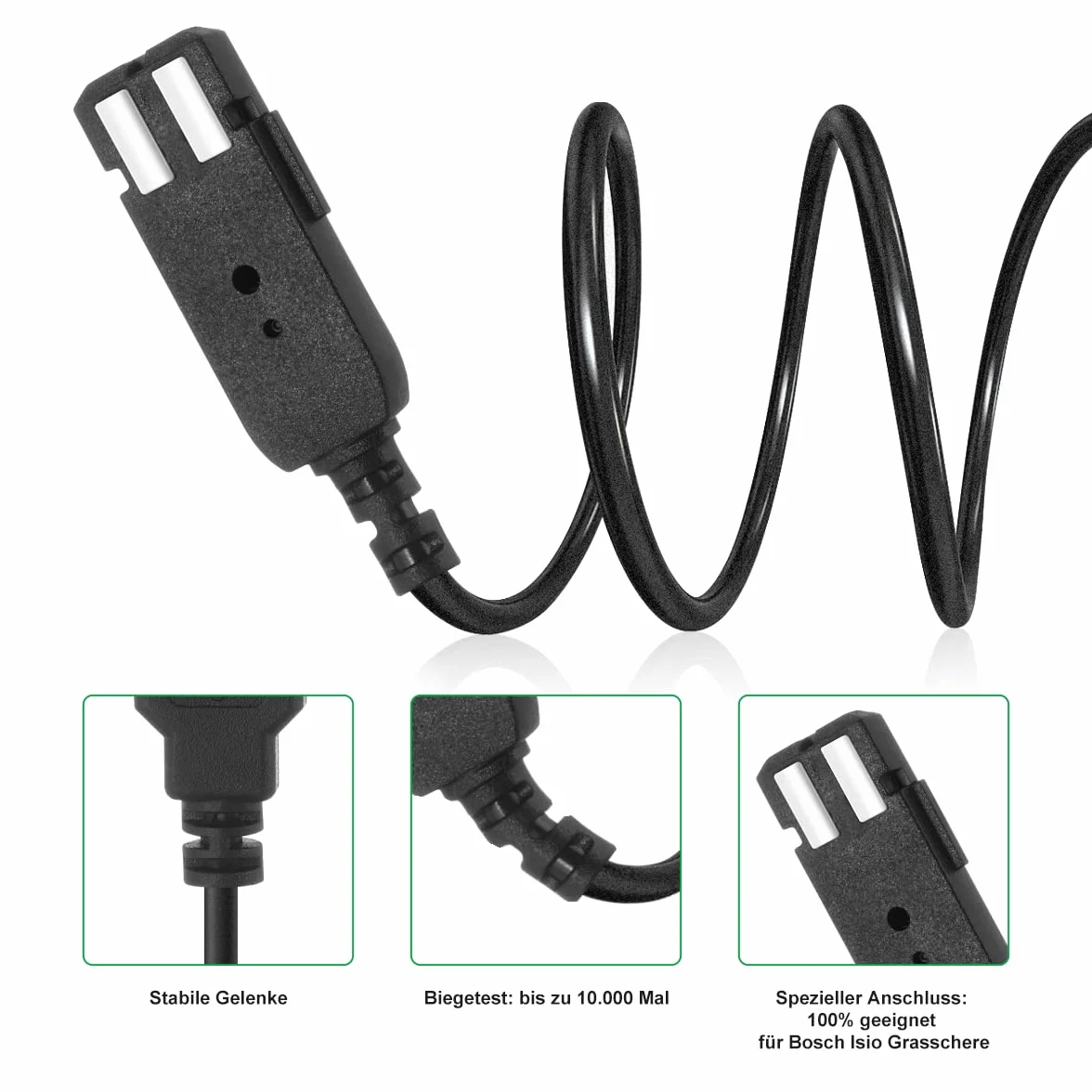 Lenink 100 cm kabel do ładowania, zastępczy kabel kompatybilny z akumulatorowymi nożycami do trawy Bosch Isio (nie do Advanced Shear i Easy Shear)