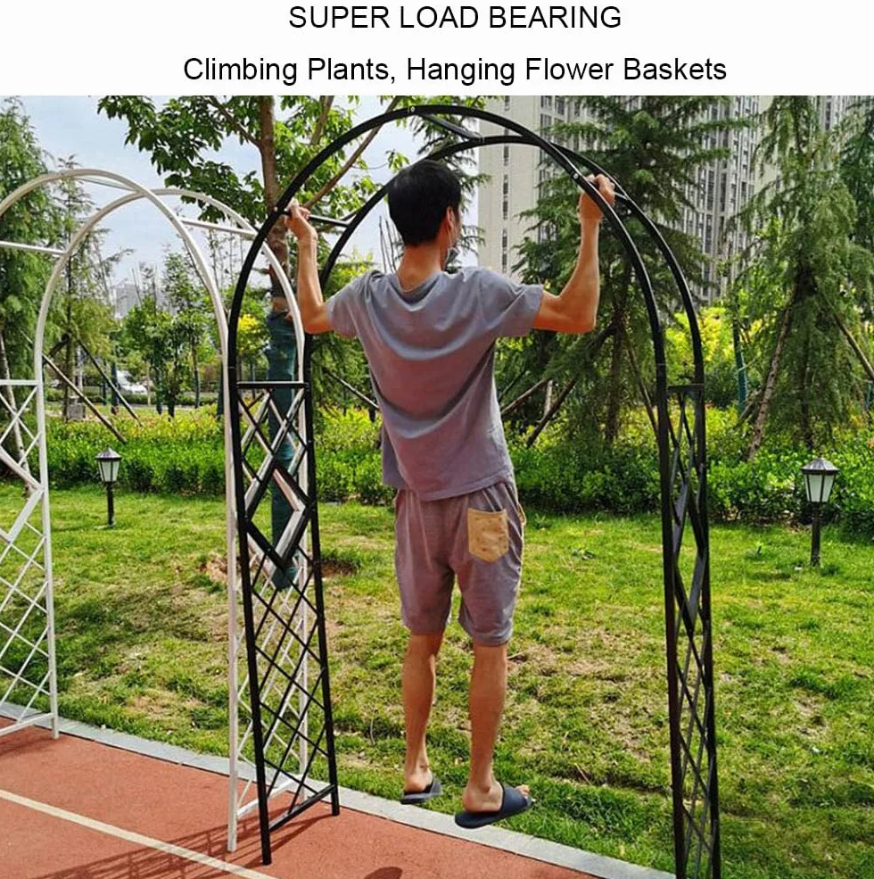 Metalowy łuk ogrodowy, metalowy łuk ogrodowy z kratką, solidna pergola o dużej wytrzymałości 270 cm, łuk różany z przejściem, szeroki 1,4 m, 1,8 m, 2,2 m, 2,6 m, 3 m, 3,4 m, łuki wsporcze z podstawą