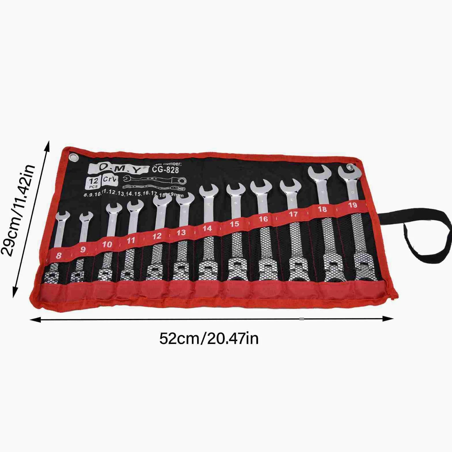 FLEXMAN 12 Częściowy Zestaw Kluczy Grzechotkowych, 8 mm 19 mm 72 Zęby Grzechotka Stalowa, Elastyczna Metryczna Grzechotka Z Elastyczną Główką, 5 Biegowy Zestaw Kluczy Płasko Oczkow (ruchoma głowa)