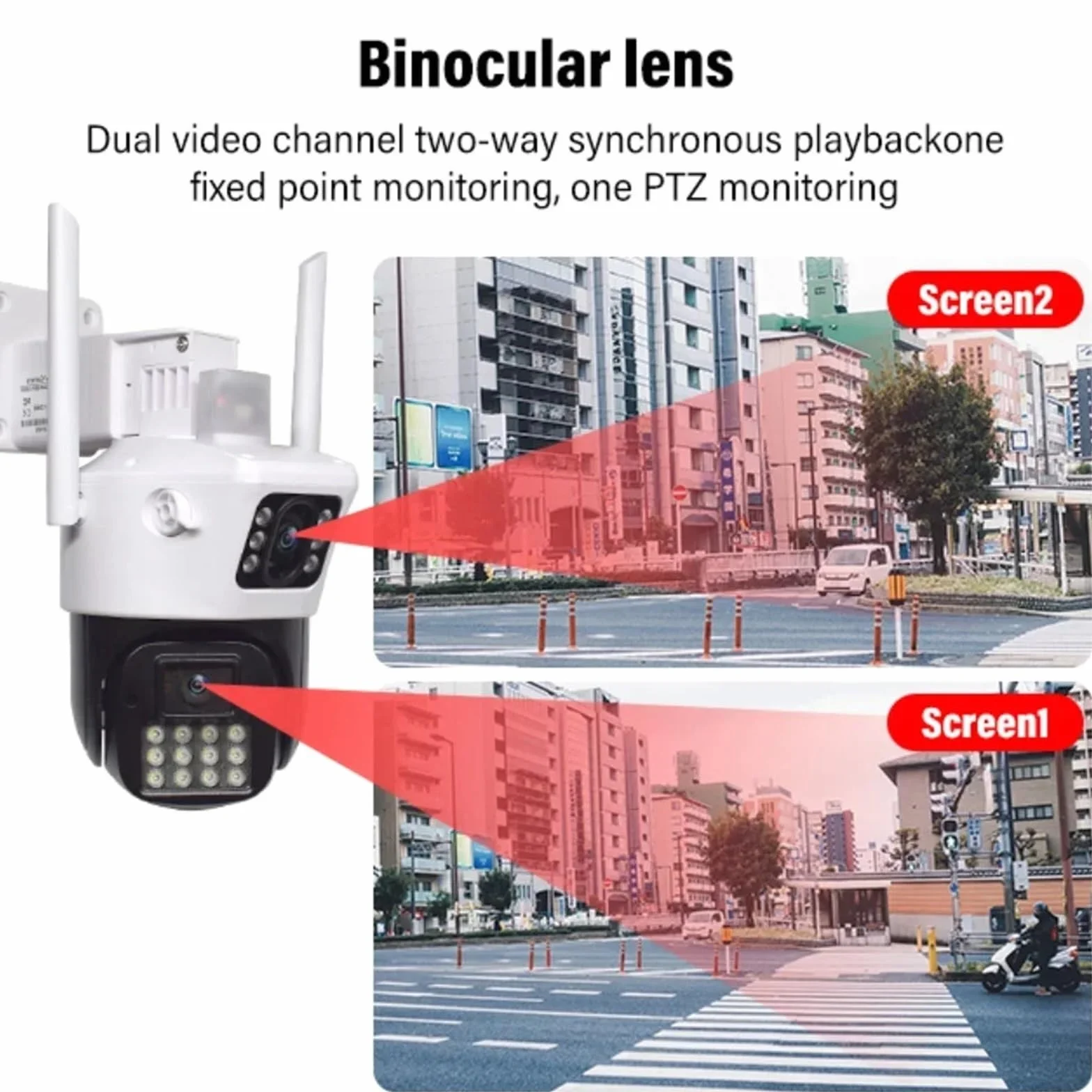 Kamera 5MP z dwoma ekranami WiFi PTZ z detekcją człowieka AI, zewnętrzna kamera monitoringu CCTV 4K, kamera IP do monitoringu(5MP NO SD Card)