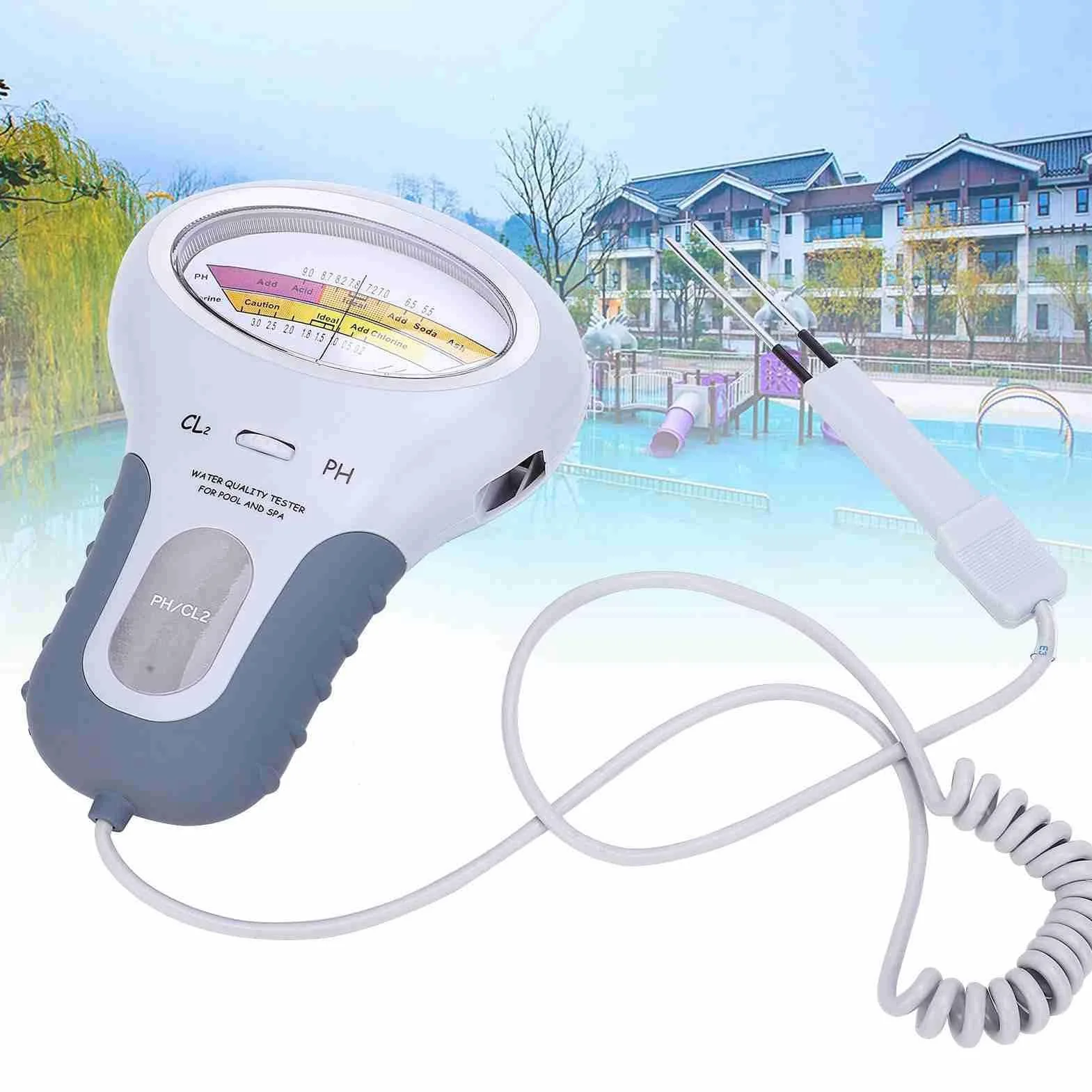 Cyfrowy miernik jakości wody basenowej Tester chloru i PH PC-102B z sondą LCD
