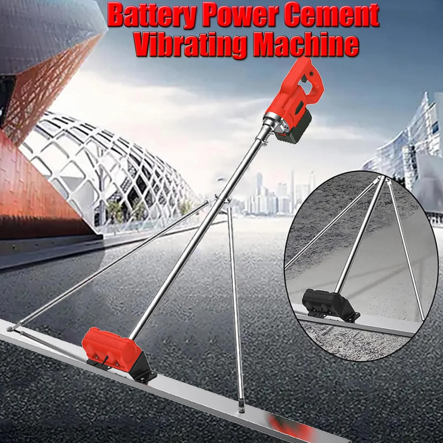 Zestaw wibracyjny do wylewek do betonu Power Narzędzie do wykańczania betonu, Linijka ubijakowa do wyrównywania powierzchni betonu na baterie,1.5M-2battery