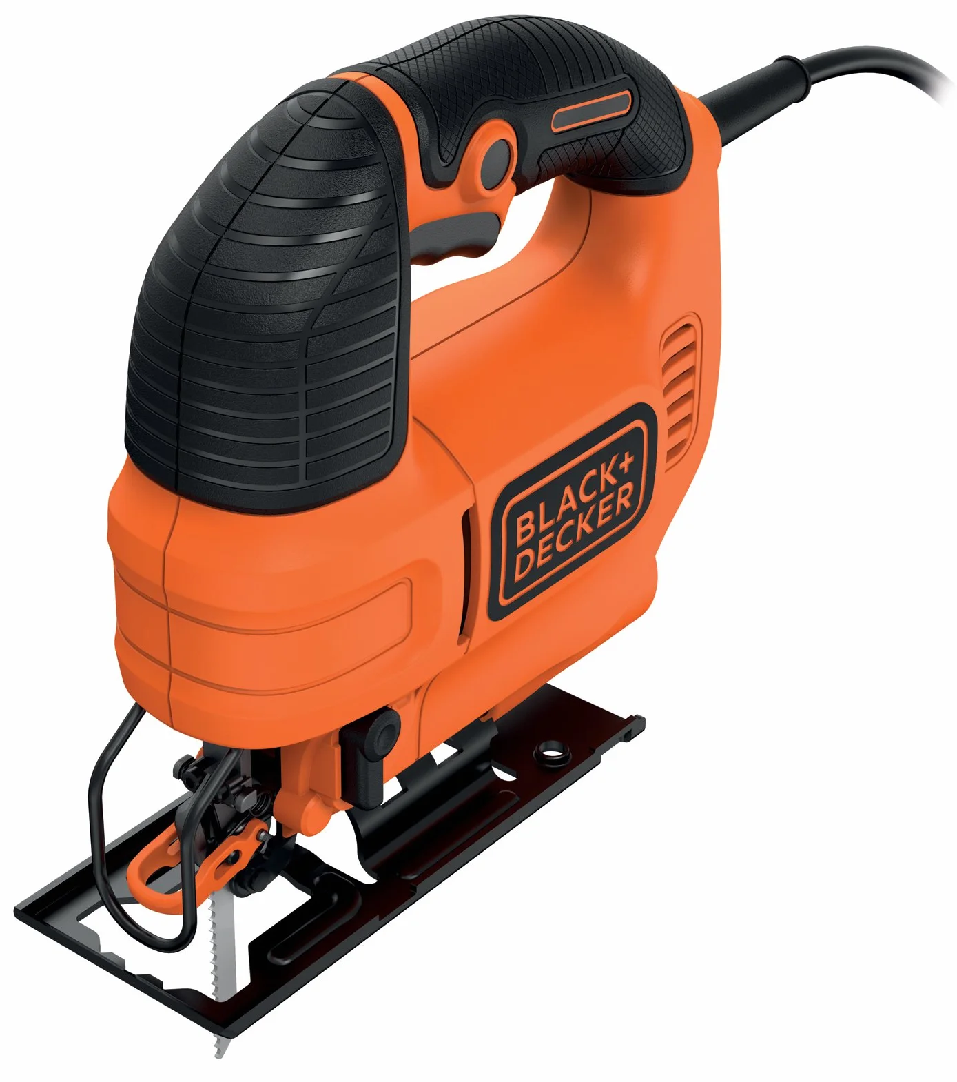 Black+Decker Wyrzynarka, wyrzynarka wahadłowa (520 W, maks. głębokość cięcia 70 mm, z miękkim uchwytem, kanał Sight-Line, pałąk ochronny, zintegrowana funkcja dmuchawy piły, ergonomiczne uchwyty, łącznie z brzeszczotem do drewna) KS701E