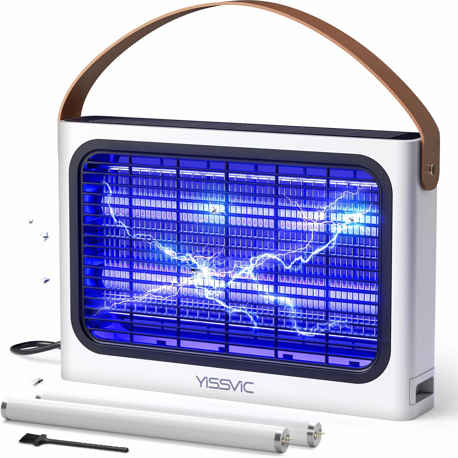 YISSVIC Lampa przeciw komarom do wnętrz 4300 V UV 20 W Elektryczna zabija muchy z 2 lampami zamiennymi