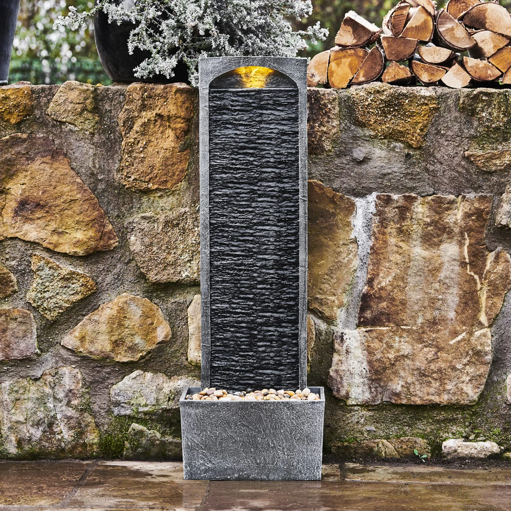 Teamson Home Fontanna Ogrodowa Szary Czarny 33 x 20 x 98 cm