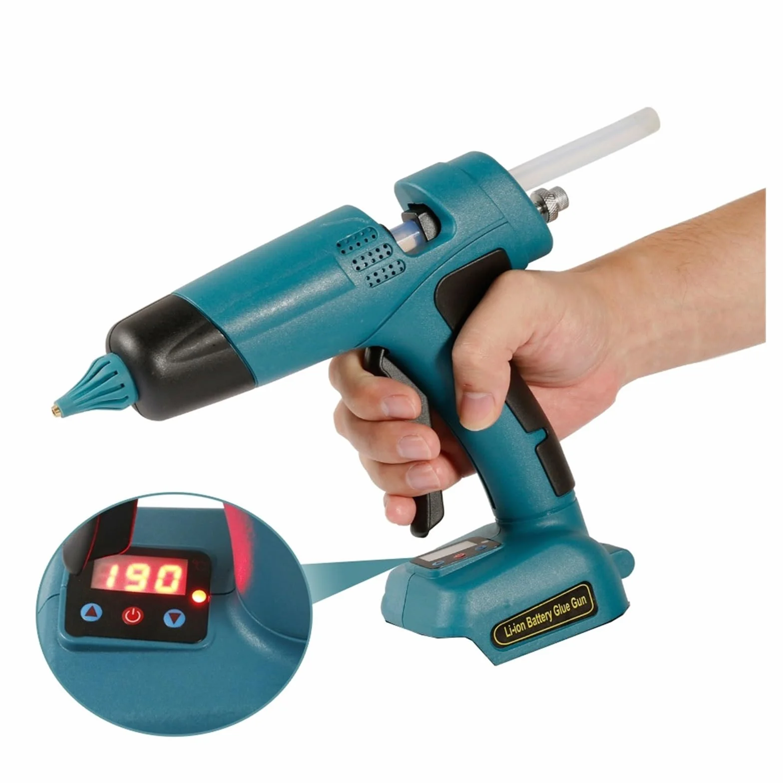Gospodarstwa Domowego DIY Bezprzewodowy Elektryczny Pistolet Do Klejenia Na Gorąco 21V Baterii Spawanie Gorąca Wiatrówka Cyfrowy Wyświetlacz 11mm Kleje W Sztyfcie Szybkie Nagrzewanie