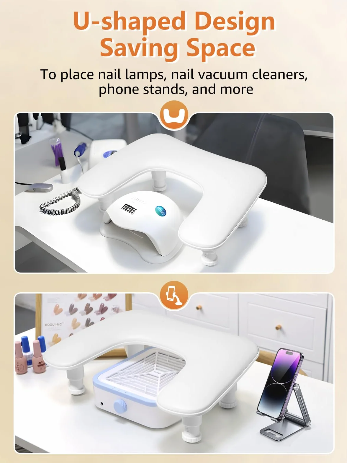 Podpórka pod rękę do manicure: Podpórka pod rękę w kształcie litery U do paznokci Narzędzia do zdobienia paznokci - Regulowana wysokość Podpórka dłoni do paznokci - Podpórka pod rękę do paznokci