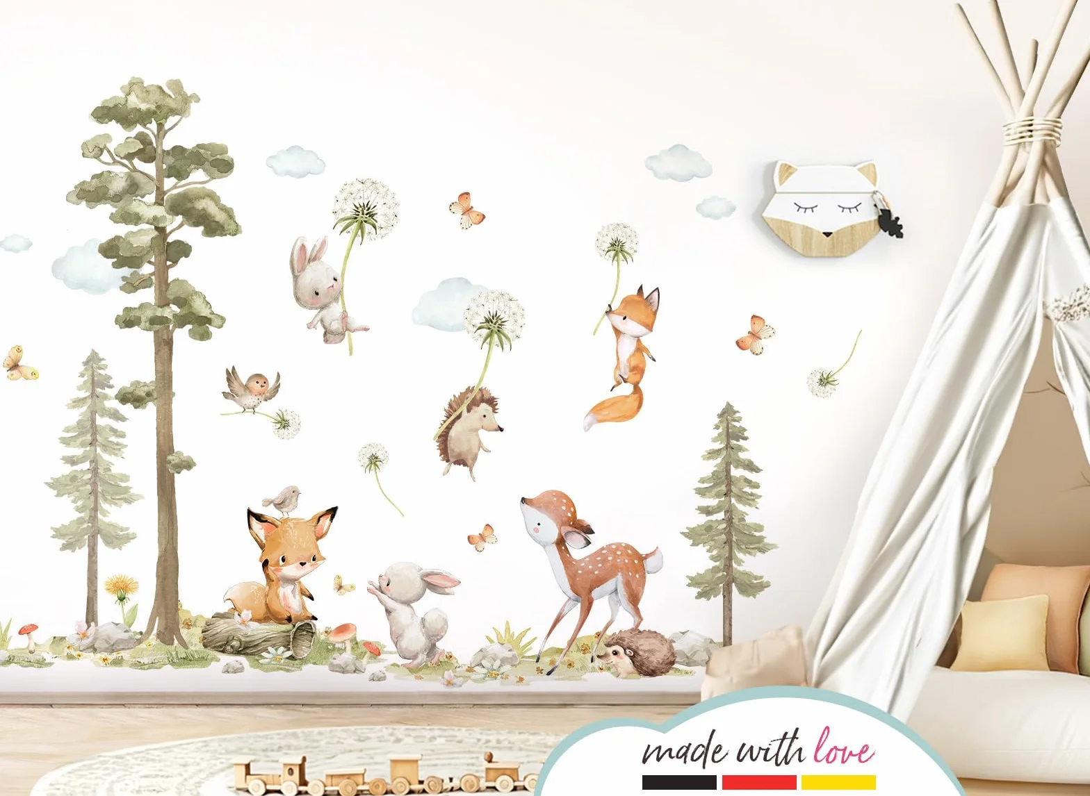 Little Deco Tatuaż ścienny, zwierzęta leśne, lis i jeleń DL5072 XXL