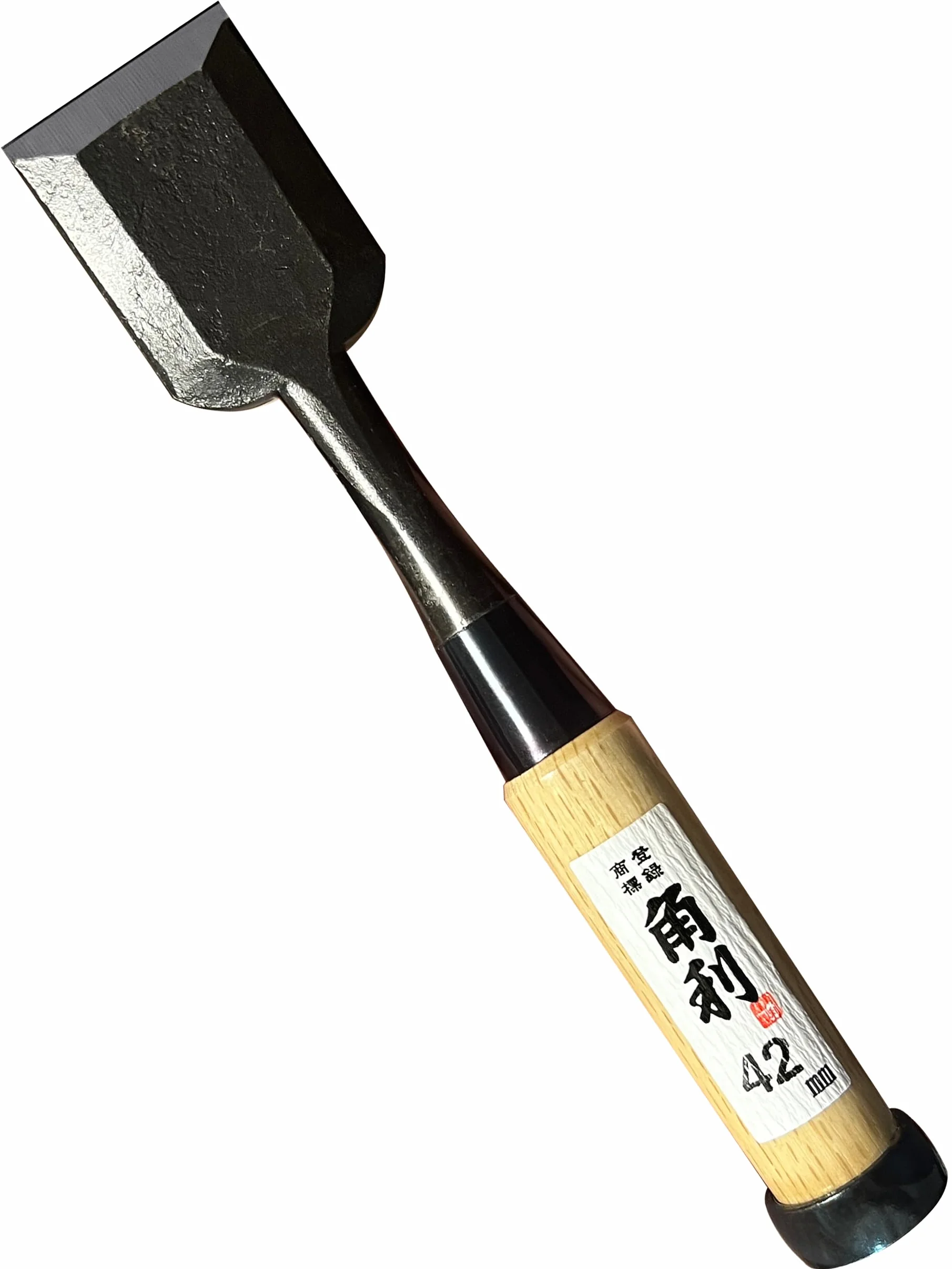 KAKURI Japońskie dłuto do drewna 42 mm (1,65 cala) do obróbki drewna, wyprodukowane w Japonii, japońskie narzędzie do obróbki drewna, ostra japońska stal węglowa, drewniany uchwyt z dębu białego