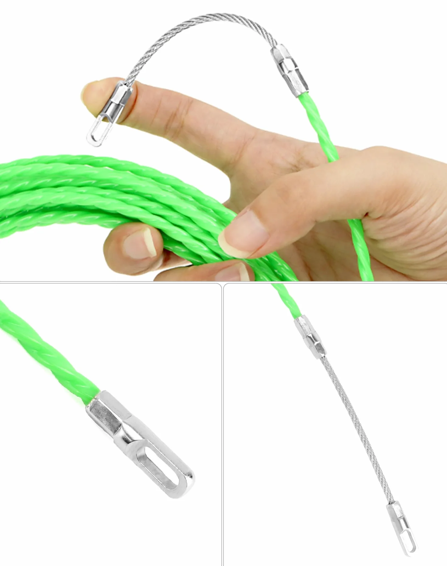 QWORK® 15M ściągacz do kabli pomoce do ciągnięcia, nawlekacz do drutu ściennego, szerokość 4.5mm do prowadzenia kabli, kable komunikacyjne, narzędzia dla elektryków