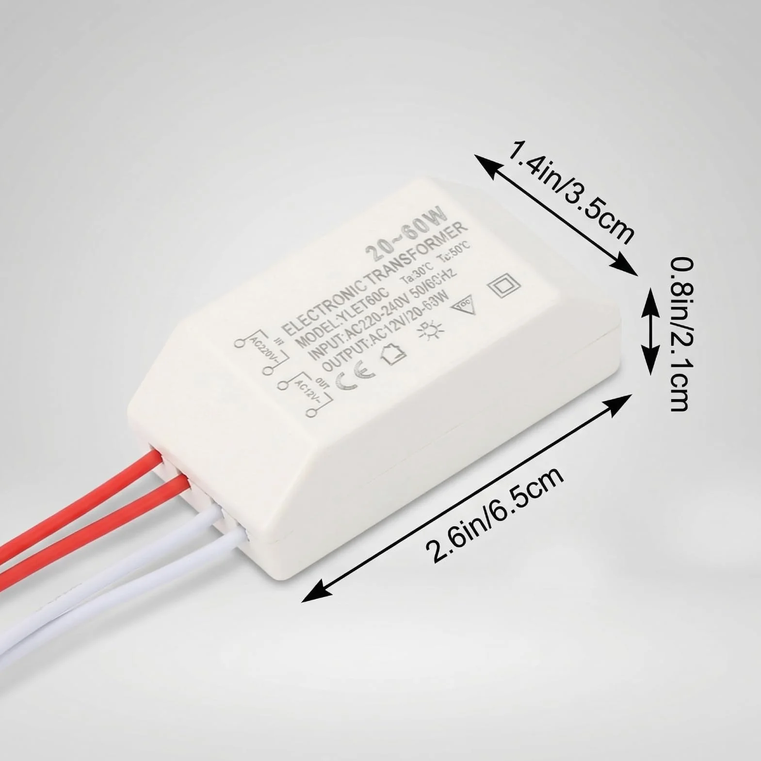 Jeffergarden Przetwornica Napięcia AC 220V na 12V, Transformator Elektroniczny 20-60W, do Lamp Halogenowych G4