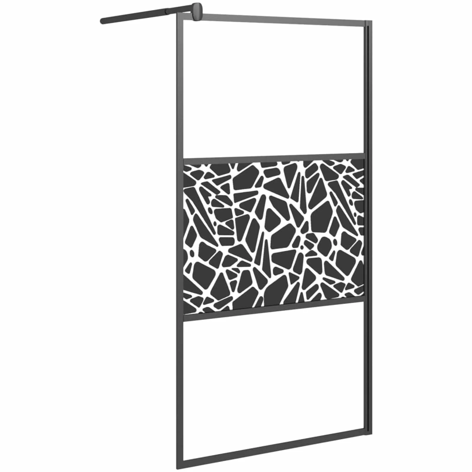 Kabina prysznicowa z matowego szkła projektowego czarne kamienie 100x195 cm, parawan do wanny, parawan prysznicowy, kabina prysznicowa, parawan łazienkowy