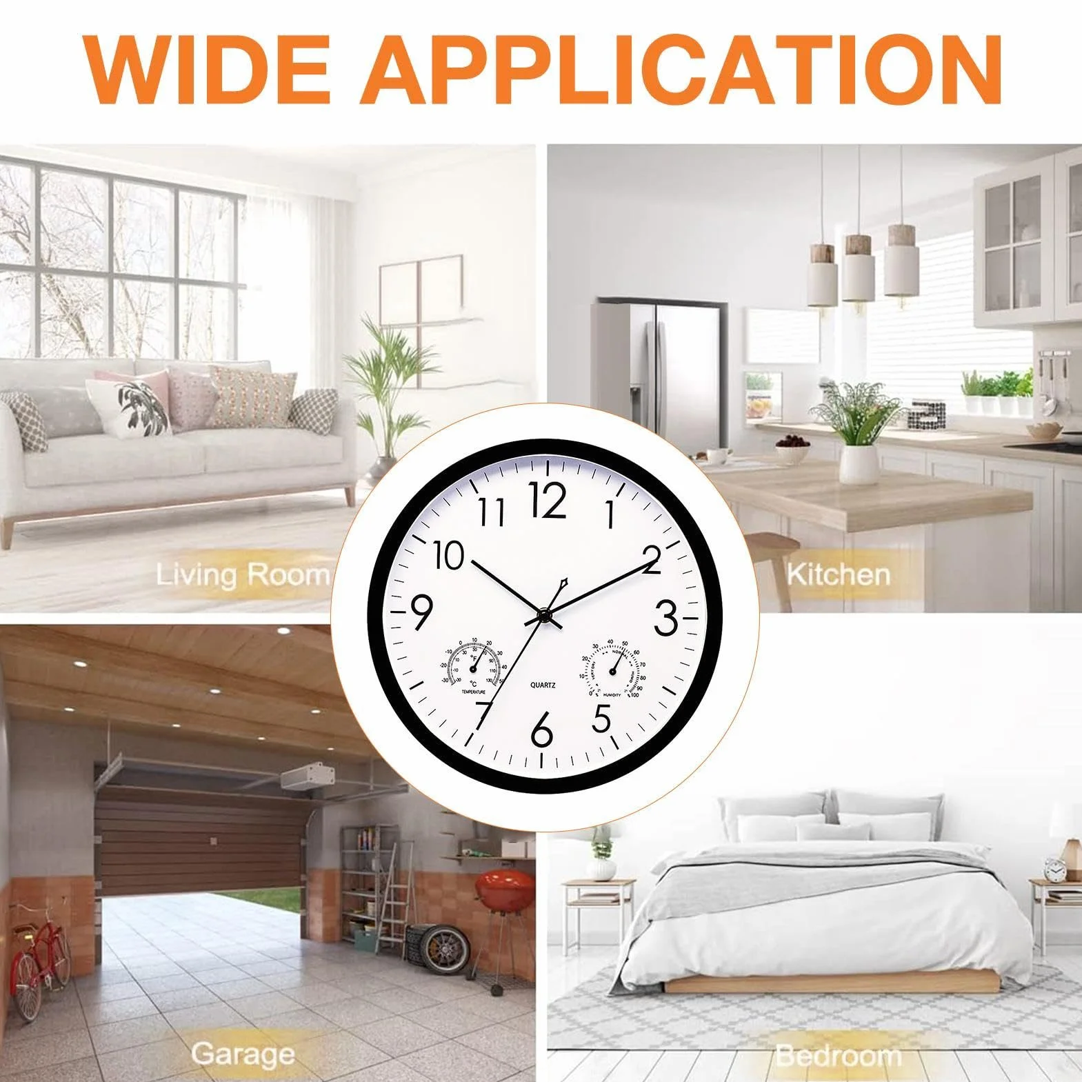 Zegar ogrodowy, odporny warunki atmosferyczne, z termometrem i higrometrem, elegancki zegar tarasowy w stylu retro, do u?ytku zewn?trz, odporny warunki atmosferyczne, do u?ytku
