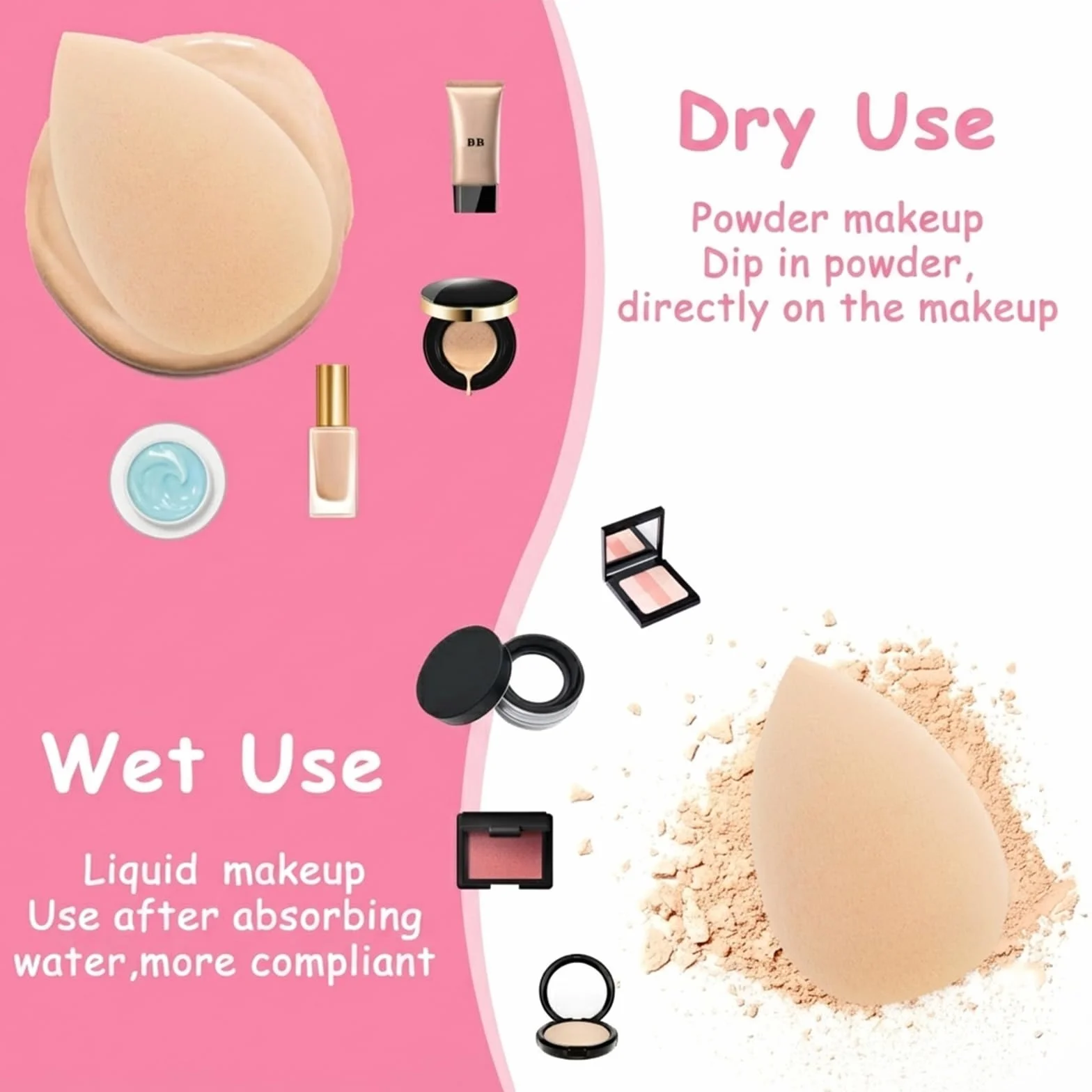 Gjinxi 30 sztuk mini blendera do makijażu, gąbka do makijażu, do makijażu, blendera, podkładu, puffów, puffów, puffów, puffów, pudru, puffów, gąbek kosmetycznych