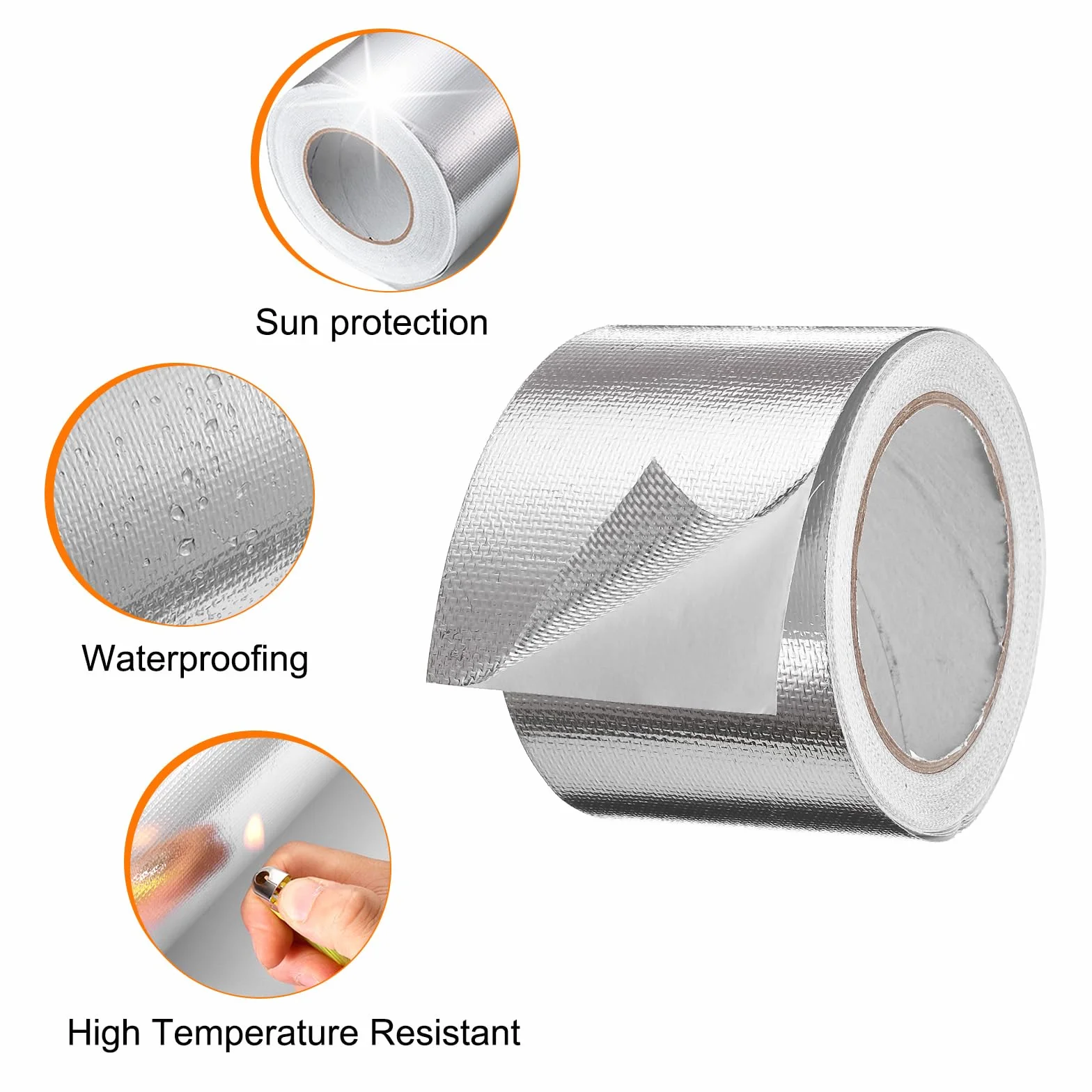 QUARKZMAN Taśma termoizolacyjna 8 cm x 65,6 m, wodoszczelna, ochrona przed słońcem, izolacja akustyczna, odporna na wysokie temperatury, srebrna taśma aluminiowa, grubość do napraw samochodów