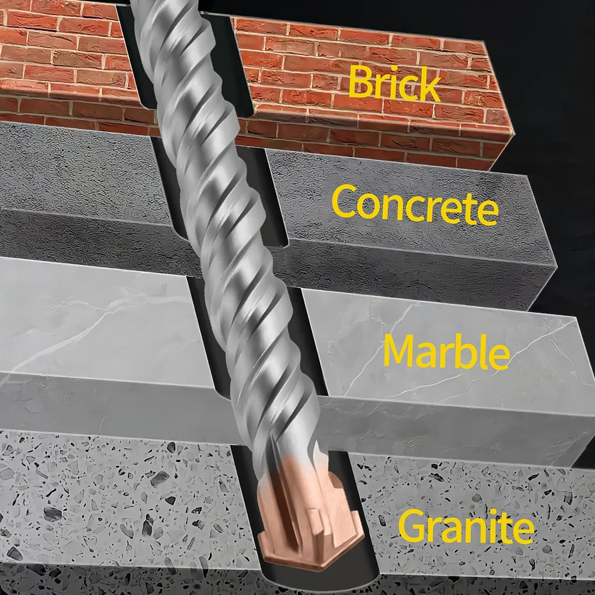 Wiertło udarowe SDS Plus do betonu 35 x 350 mm, profesjonalne wiertło do kamienia z 4 ostrzami z twardego metalu do wiercenia w kamieniu, betonie, kamieniu naturalnym, murze ceglanej