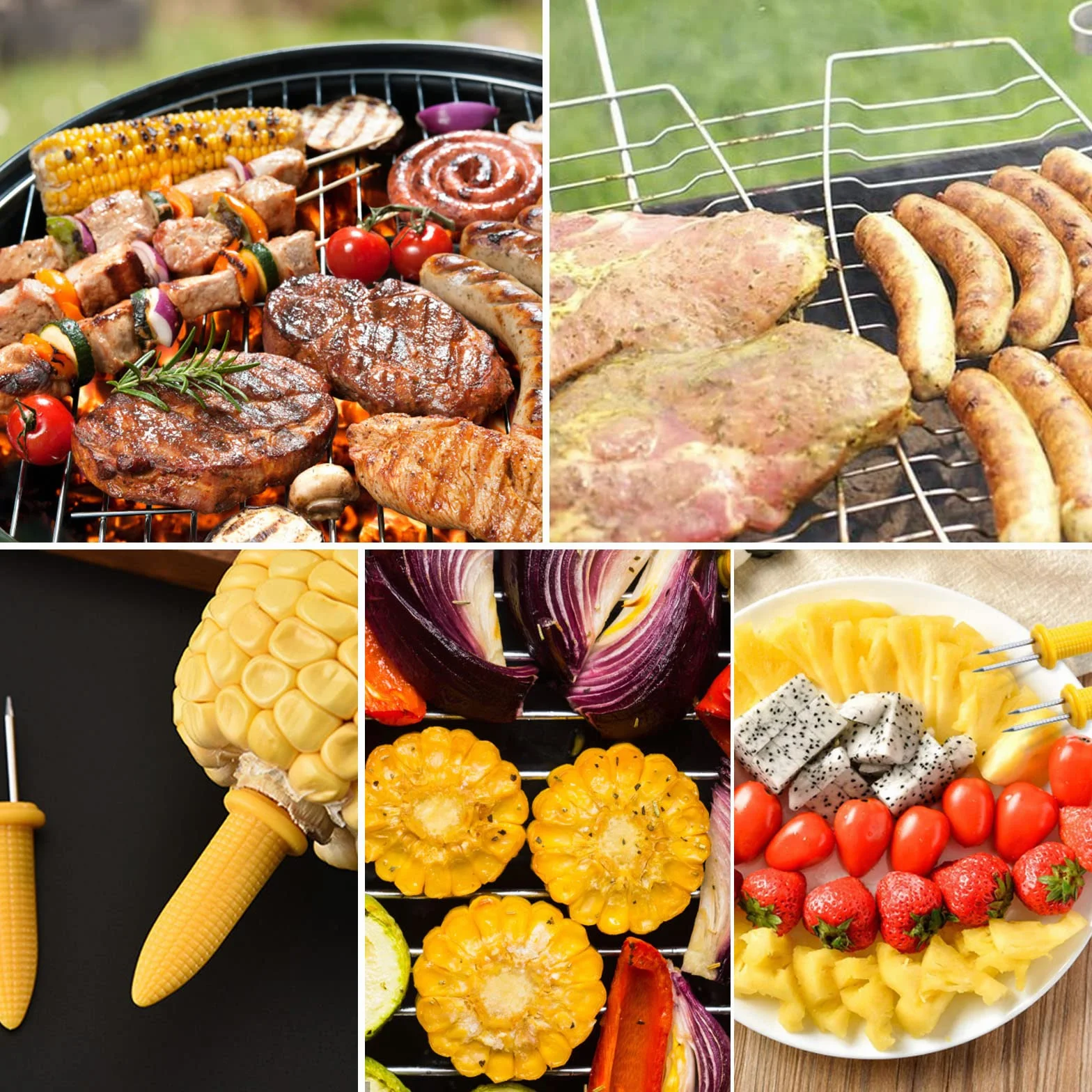 Szpikulce do grilla ze stali nierdzewnej, 20 sztuk, rożen do grilla, do kebaba, 30 cm, wielokrotnego użytku, 10 uchwytów na kolby kukurydzy, do domu, gotowania, grillowania