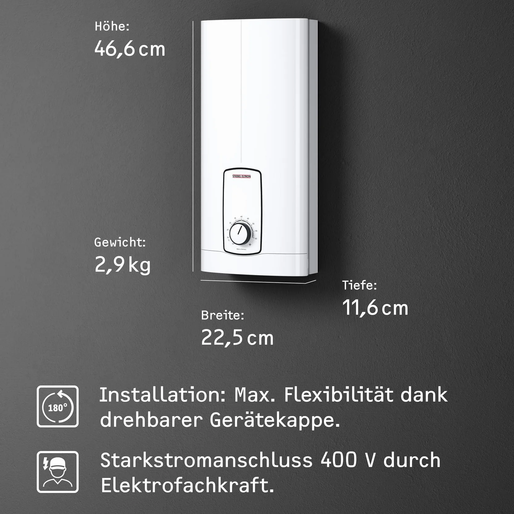 Stiebel Eltron St Trend Podgrzewacz Wody, Biały, 46 x 22 x 11 cm