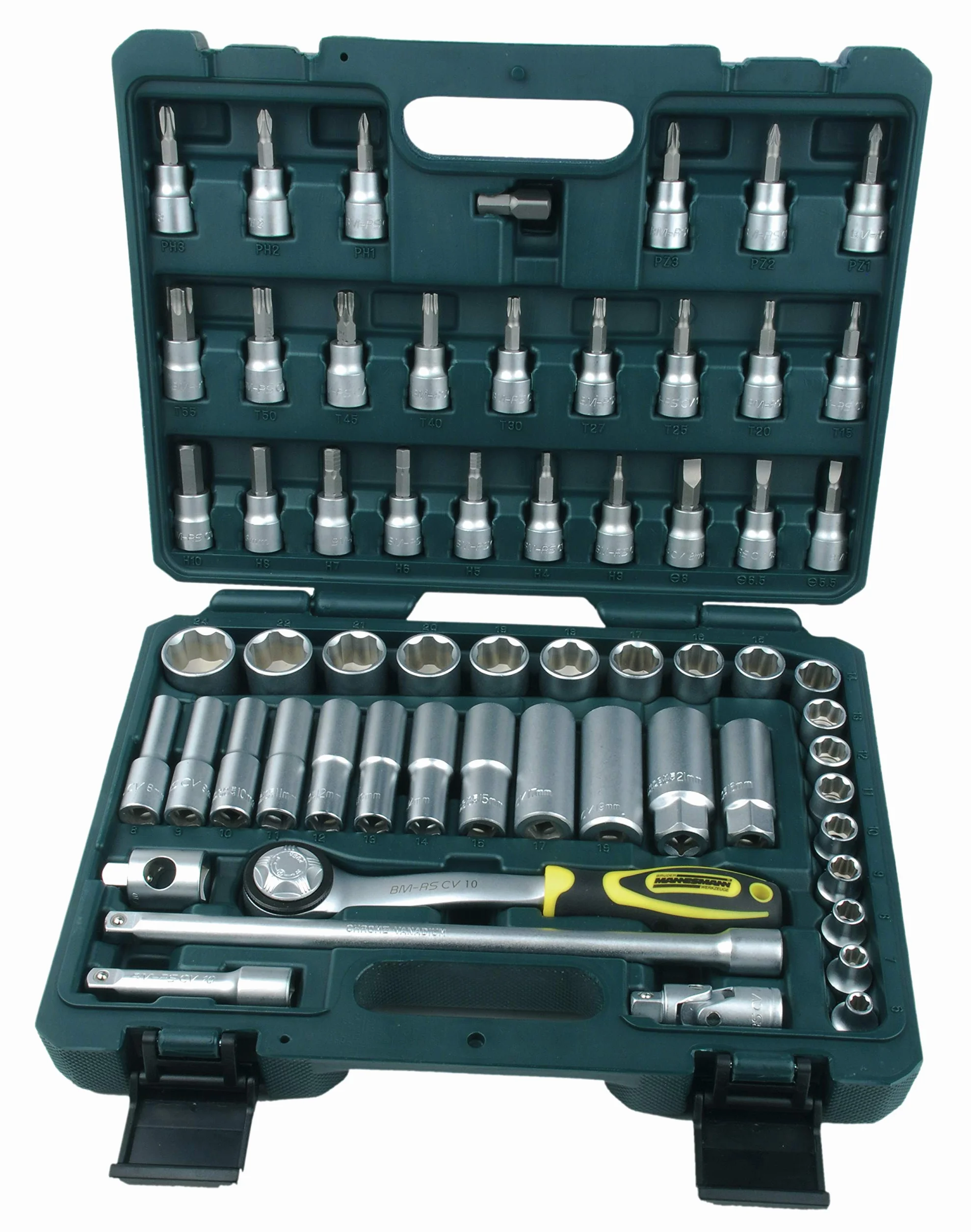 Brüder Mannesmann Zestaw kluczy nasadowych, 3/8", 61-częściowy, system Super Lock | M 2045-SL