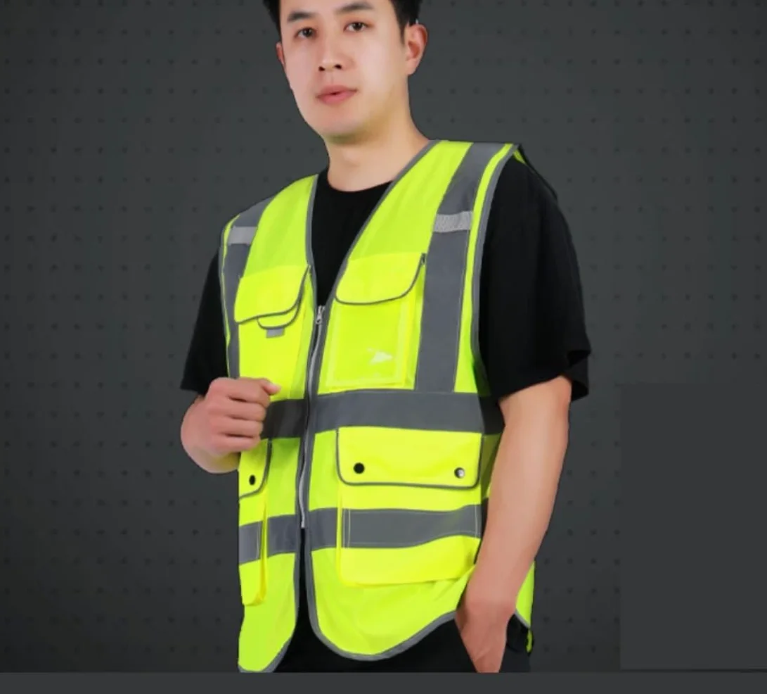 Kamizelka Wysoka Widoczność Kamizelka Odblaskowa Męskie I Damskie Kamizelki Odblaskowe Do Ruchu Drogowego I Budowlanego Kamizelka Ostrzegawcza(Yellow)
