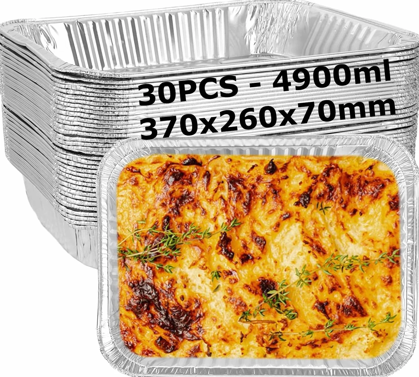 SHUESS aluminiowe miski do grilla 5000 ml 37x26x7 cm jednorazowe