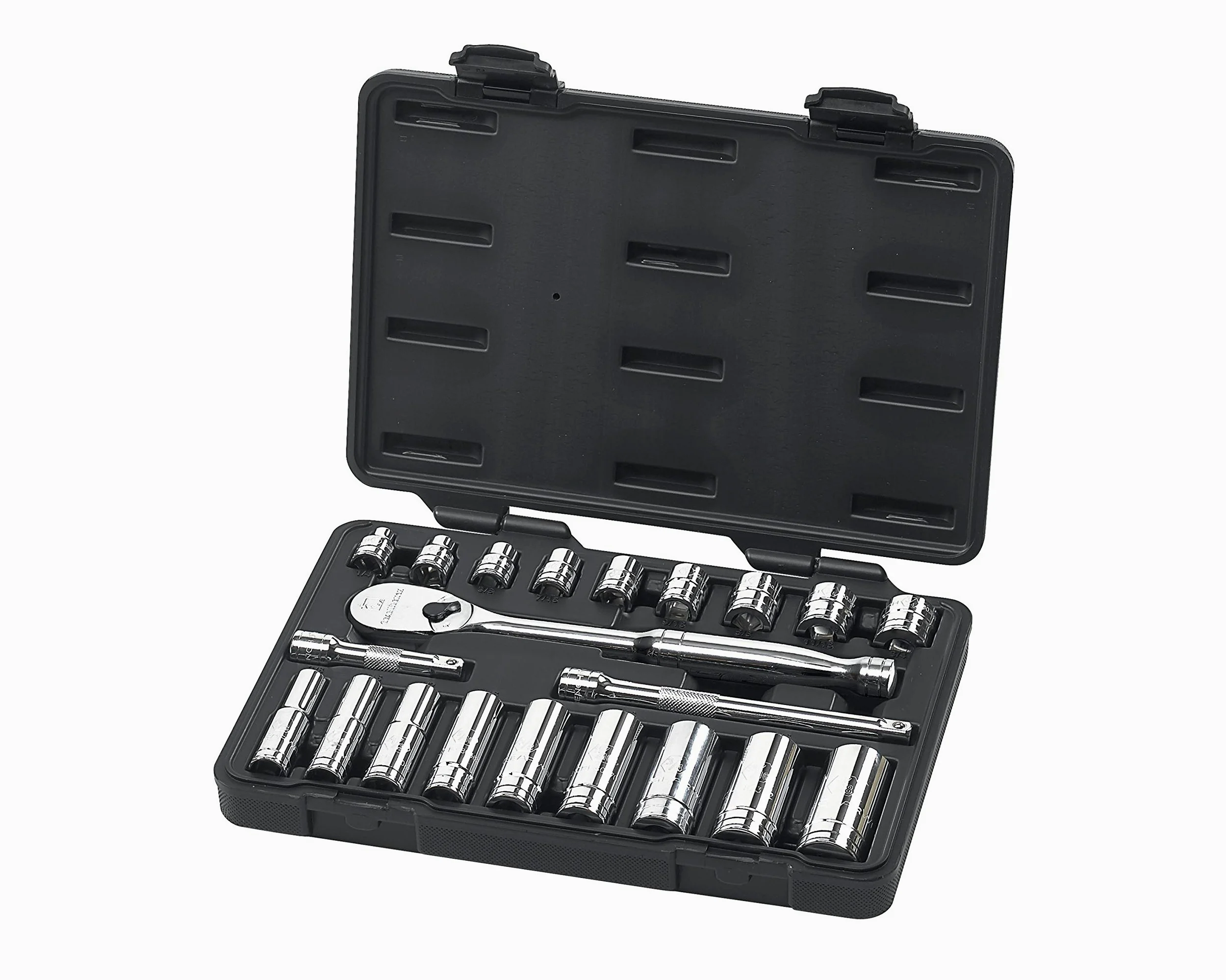 GearWrench 21 szt. 3/20.3 cm Drive 6 & 12 Pt. Zestaw narzędzi standardowych i głębokich mechaników, SAE - 80557