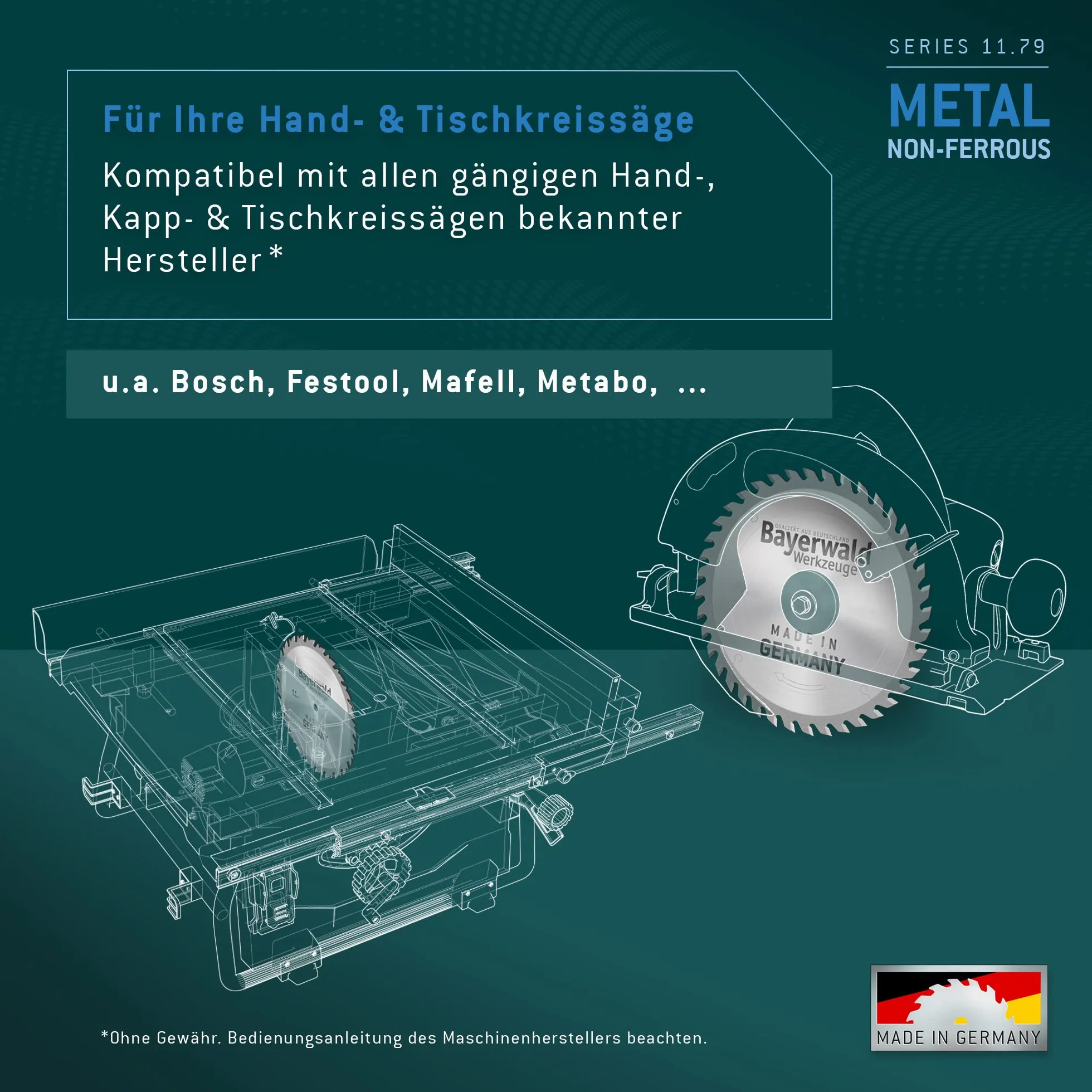 Bayerwald, seria 11.79, tarcza do piły tarczowej HM, trapezowe ząbki płaskie, do metali nieżelaznych i tworzyw sztucznych Ø 210 mm x 30 mm x 72 Z