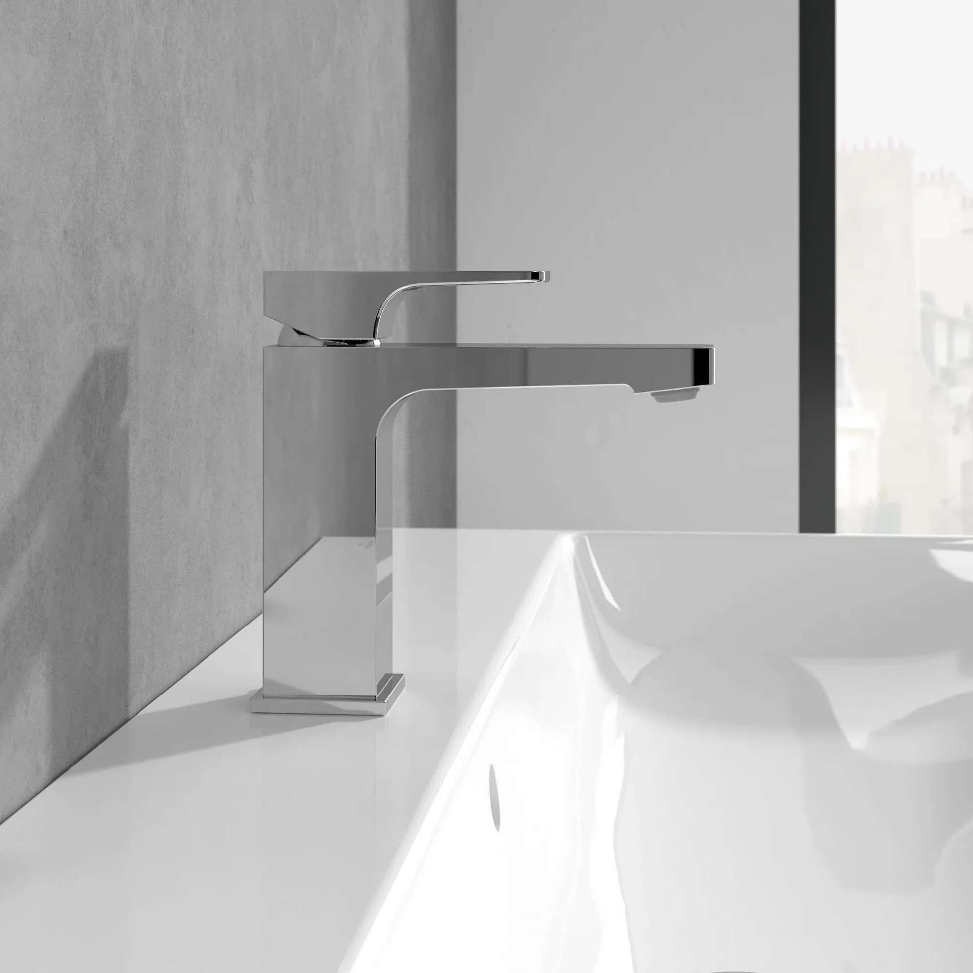VILLEROY AND BOCH Architectura Square bateria umywalkowa z chromowanym zamkiem