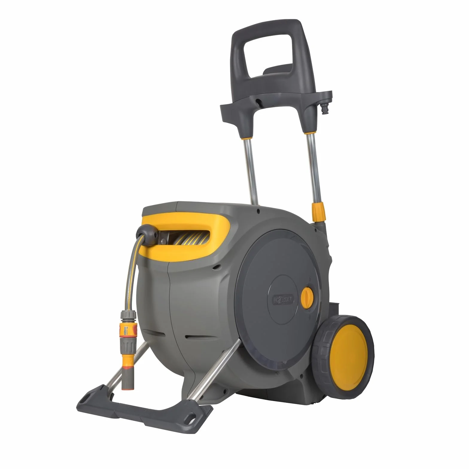 Wózek Hozelock Pro | Auto Reel Mobile | W zestawie: wąż ogrodowy 35 m, dysza 3 w 1, zestaw złączy i złączek | Automatyczne nawijanie i nakładanie | Doskonała mobilność
