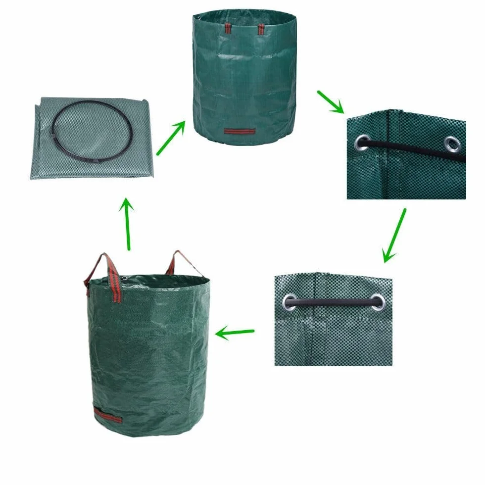 NestNook Worki na odpady ogrodowe, 500 l, 2 sztuki, wytrzymałe worki na odpady z uchwytami (po 500 l), torby ogrodowe wielokrotnego użytku do odpadów ogrodowych, przycinania, odpadów roślin, trawy i