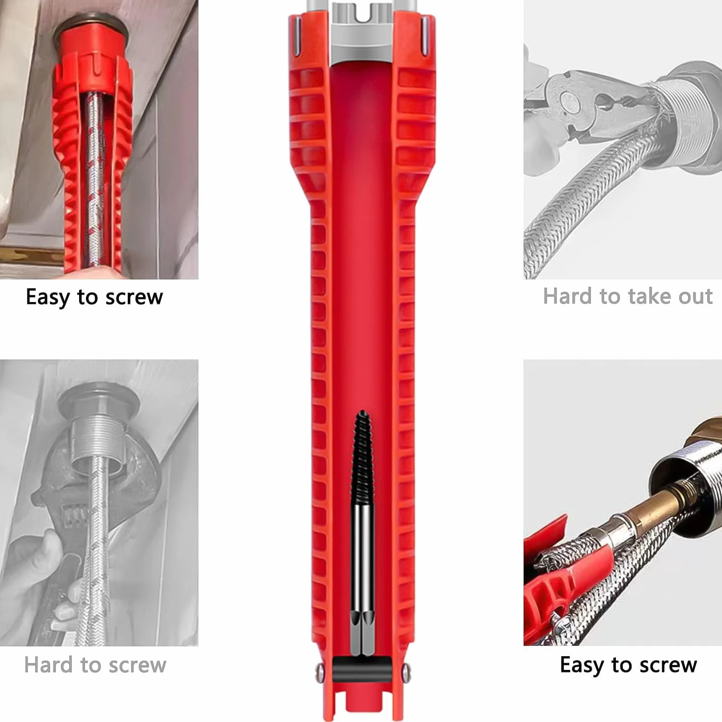 Wielofunkcyjny klucz do zlewu kranu 8 w 1 narzędzie instalacyjne do rur wodnych / muszli klozetowej / umywalki/łazienki / kuchni hydraulicznej, narzędzia do naprawy i instalacji