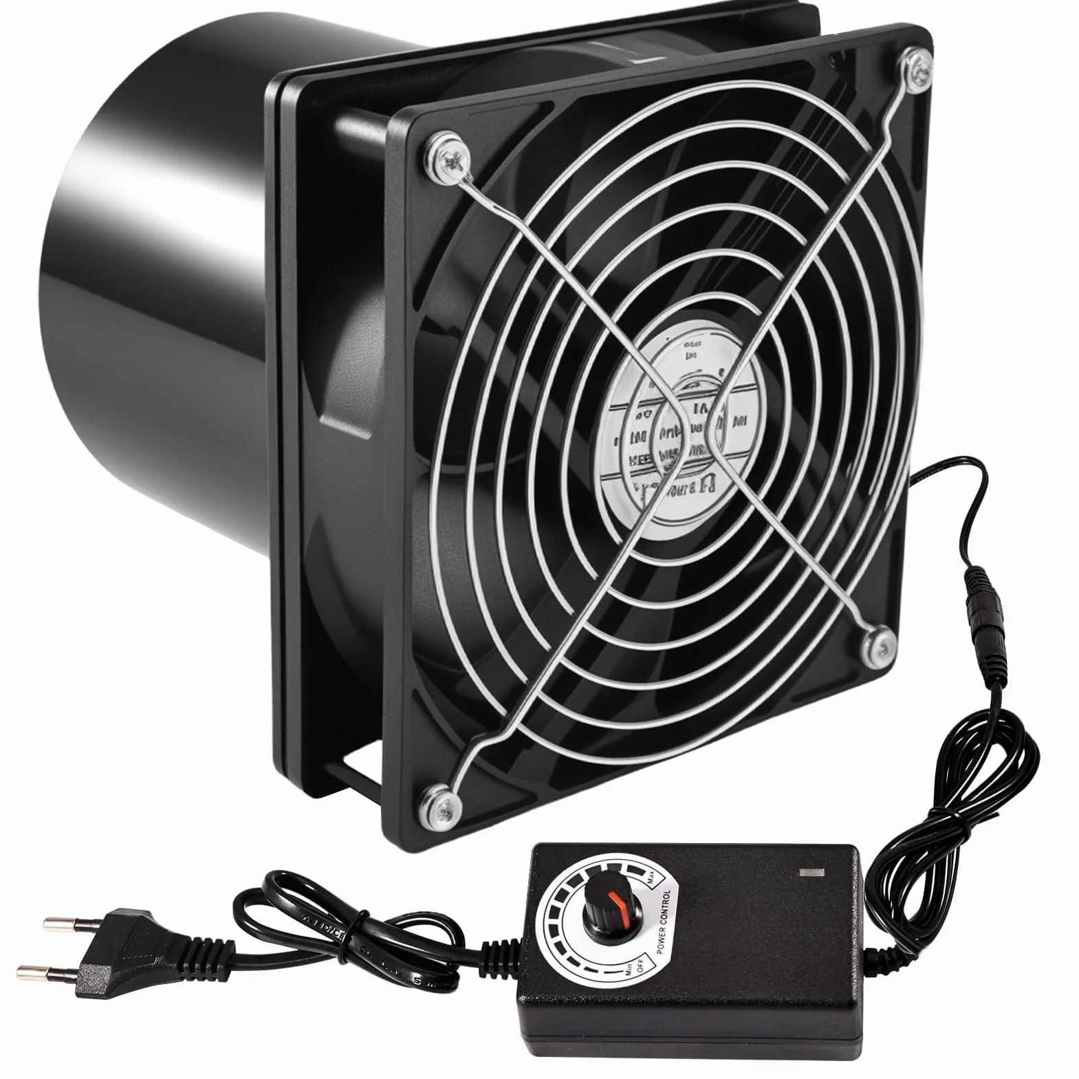Joycabin Wentylator rurowy 100 mm, z regulatorem prędkości, odporny na wysokie temperatury, cichy wentylator do kuchni, WC, garażu, szklarni, cyrkulacji powietrza