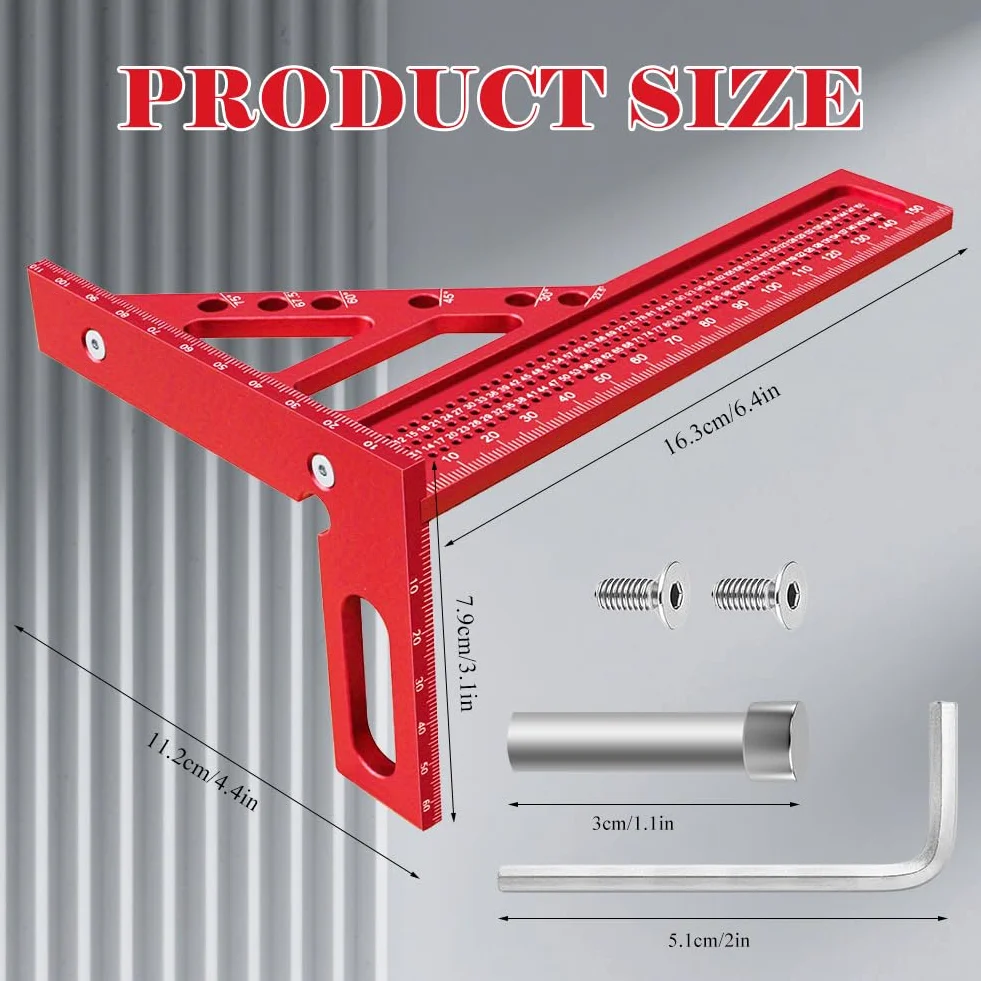 Kąt nachylenia 3D ze stopu aluminium, precyzyjny kątomierz, kąt ciesielski i kąt ogranicznika do obróbki drewna, rzemiosła, majsterkowania, wielofunkcyjna linijka do trasowania 22,5° – 90°, narzędzie