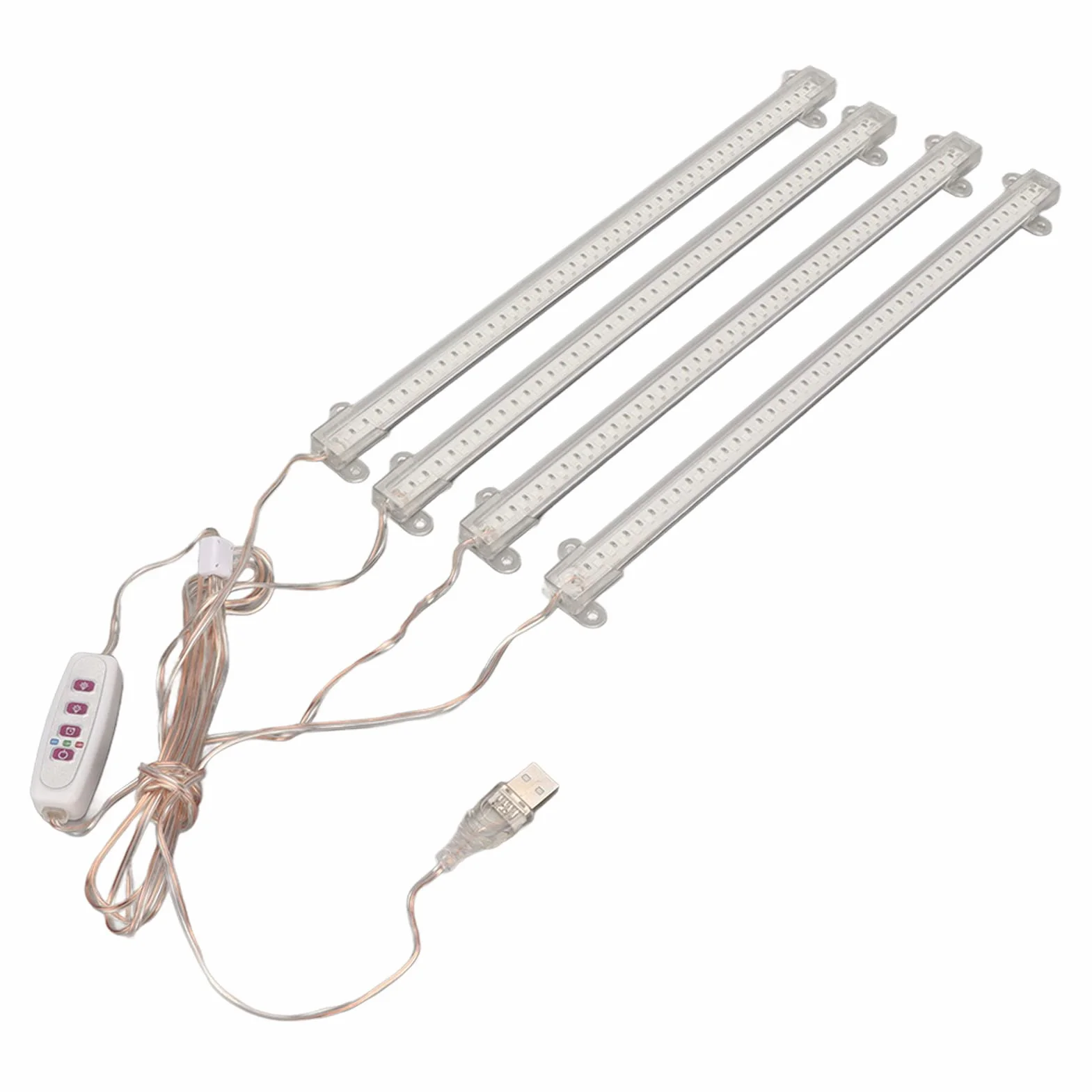 Listwy świetlne LED do Uprawy Roślin Pełne Spektrum 4 Głowice USB Przyciemnianie Timer 4.3W 84 diody czerwone i 84 niebieskie
