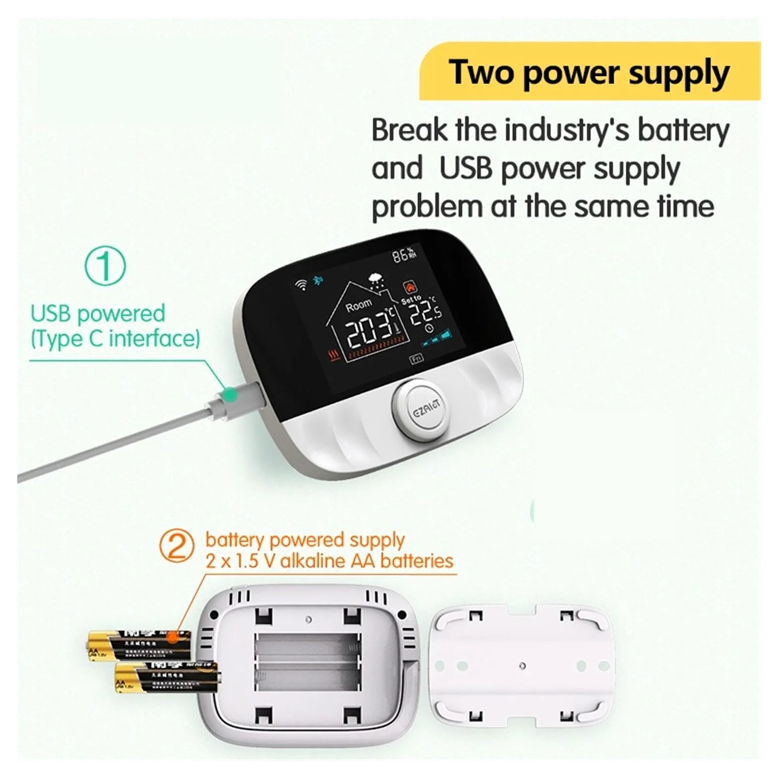 Inteligentny termostat, Inteligentny termostat Tuya, bezprzewodowy regulator temperatury do podgrzewania wody w kotle gazowym, termoregulator LCD Smart Home(White T9N)