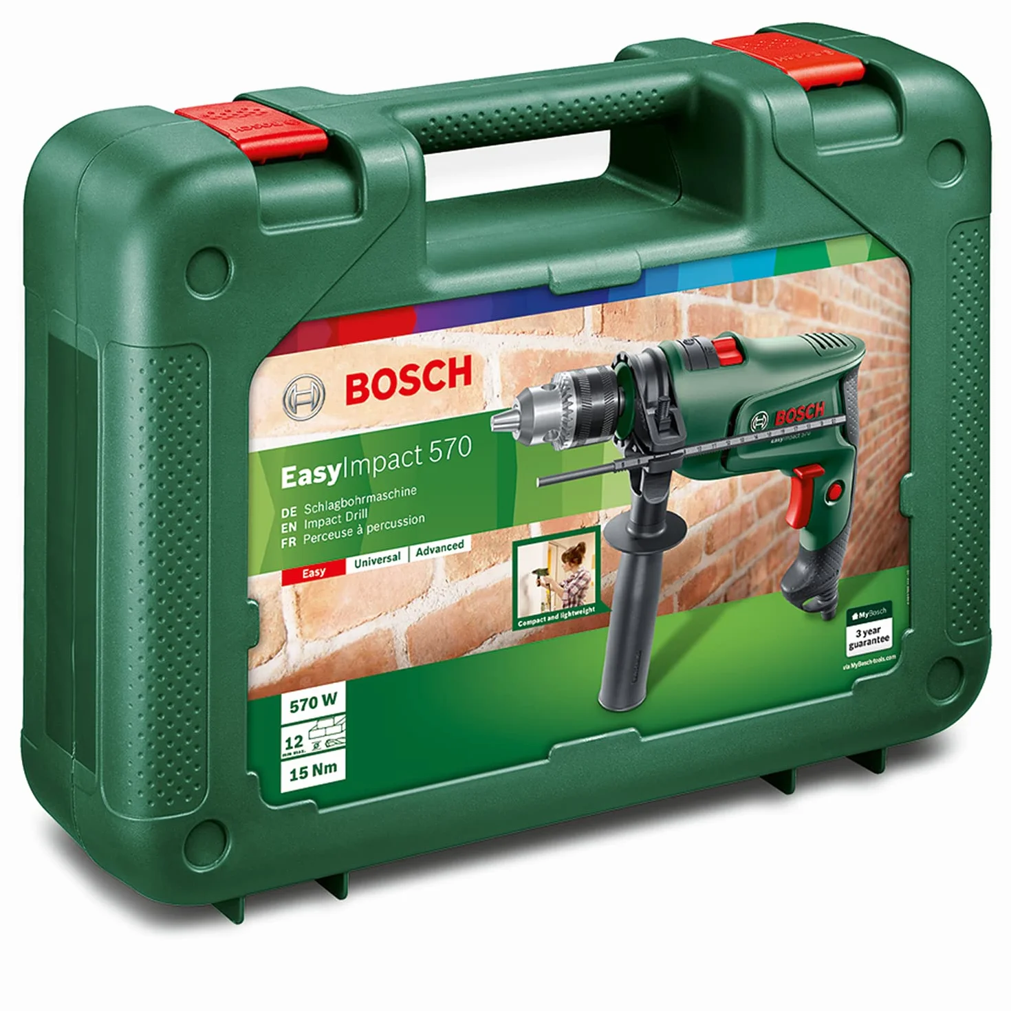 Sieciowa wiertarka udarowa EasyImpact 570 firmy Bosch (570 W, walizka)