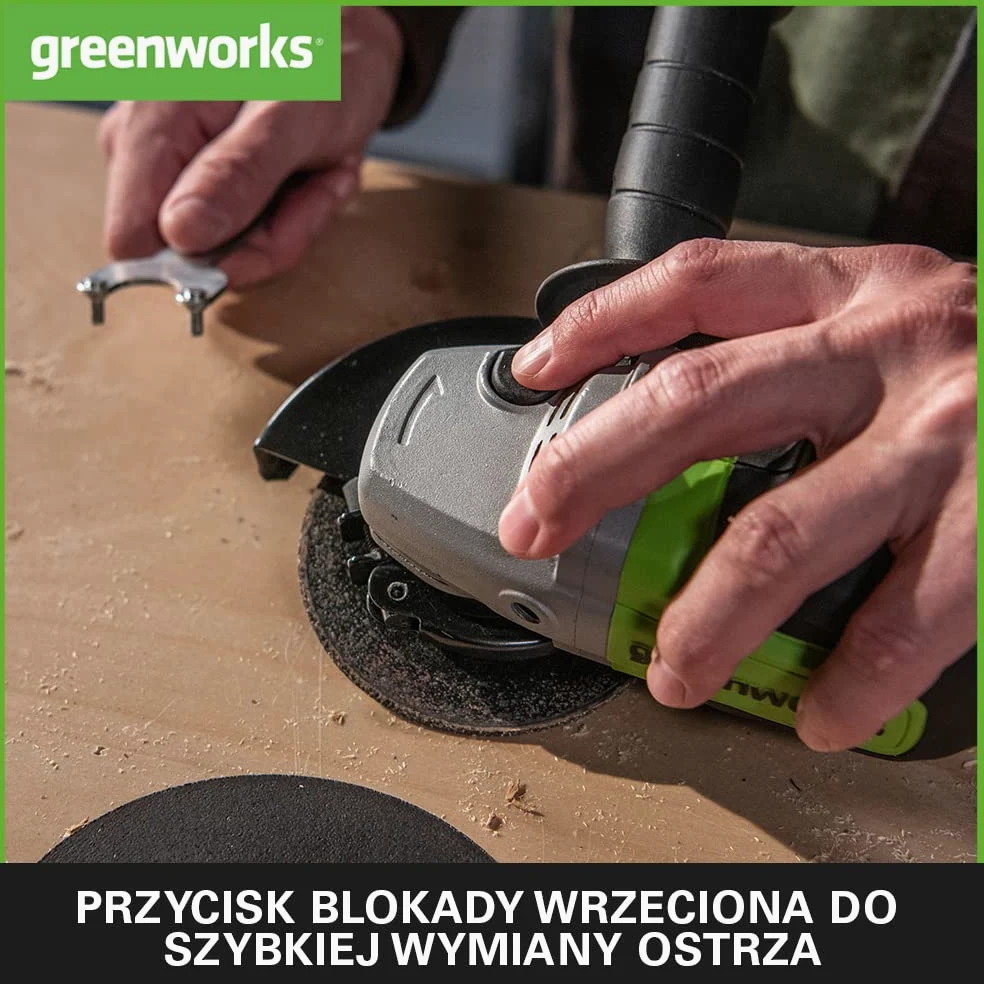 Greenworks GD24AG Akumulatorowa Szlifierka Kątowa z Okrągłą Tarczą 125 mm, 10500 obr./min, Prawo lub Leworęczna BEZ Baterii i Ładowarki 24V