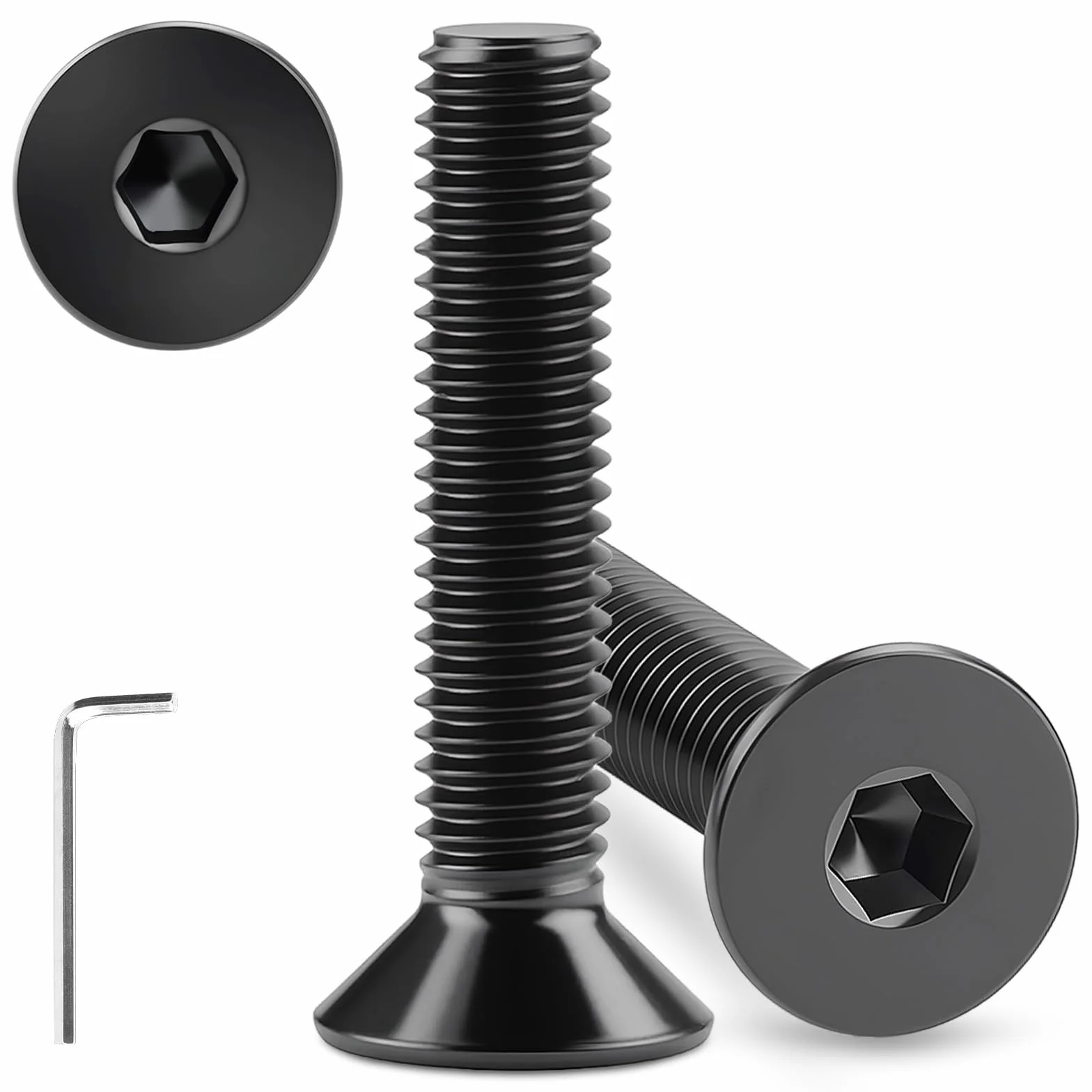 30 sztuk śrub z łbem wpuszczanym M6 X 60 mm, czarne, stal nierdzewna, A2 V2A, śruby z łbem wpuszczanym, śruby z łbem stożkowym, DIN 7991, śruby z gwintem sześciokątnym, do naprawy mebli maszyn