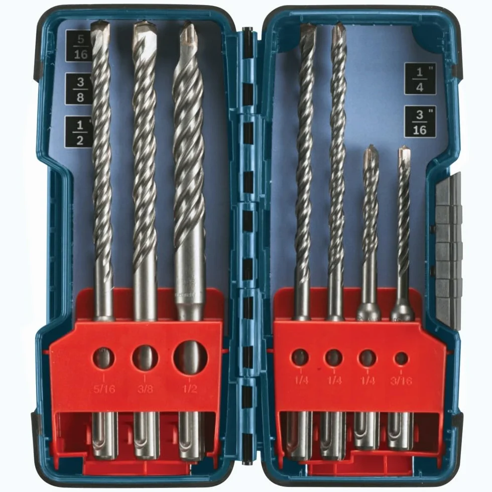 Bosch 7-częściowy zestaw wierteł udarowych z węglika spiekanego SDS-plus z etui do przechowywania HCK001