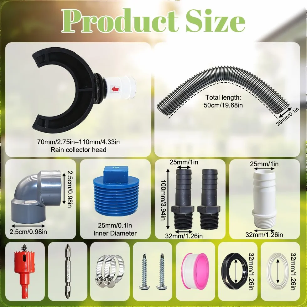 Kolektor deszczówki 70-110 mm rura spustowa do dachów 80 m²